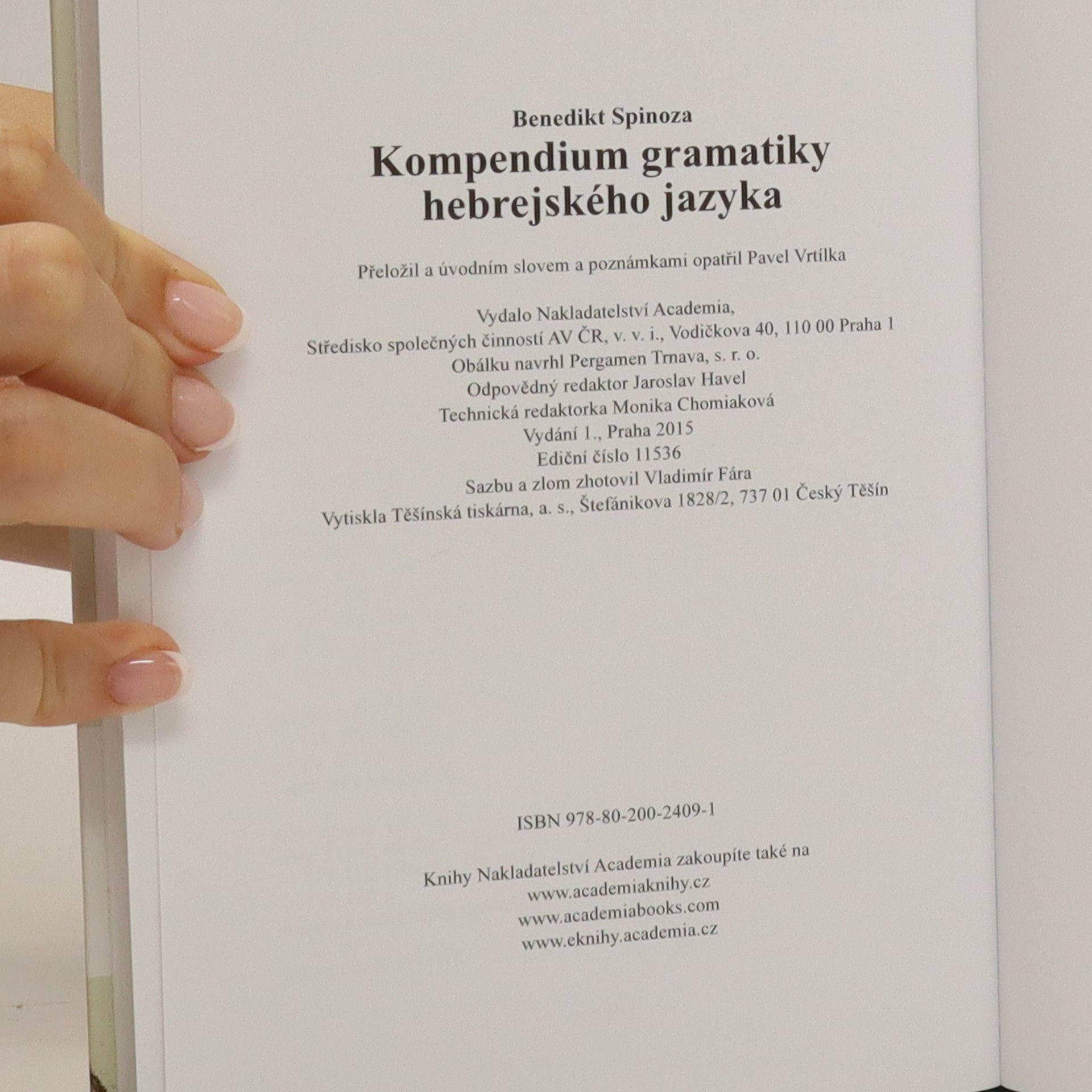 Benedictus de Spinoza Kompendium gramatiky hebrejského jazyka