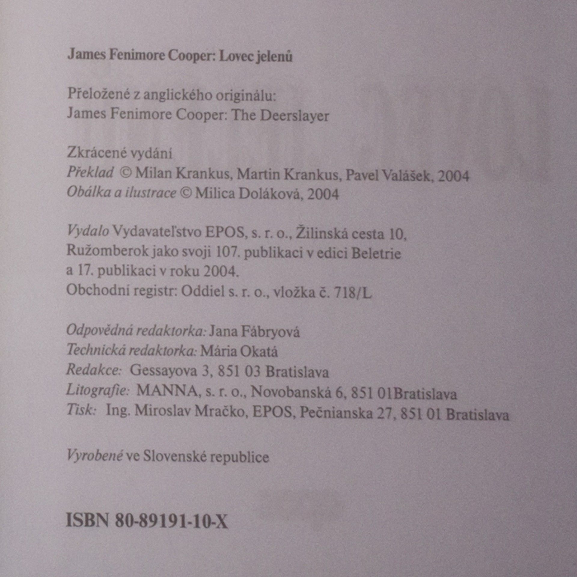 James Fenimore Cooper Lovec jelenů