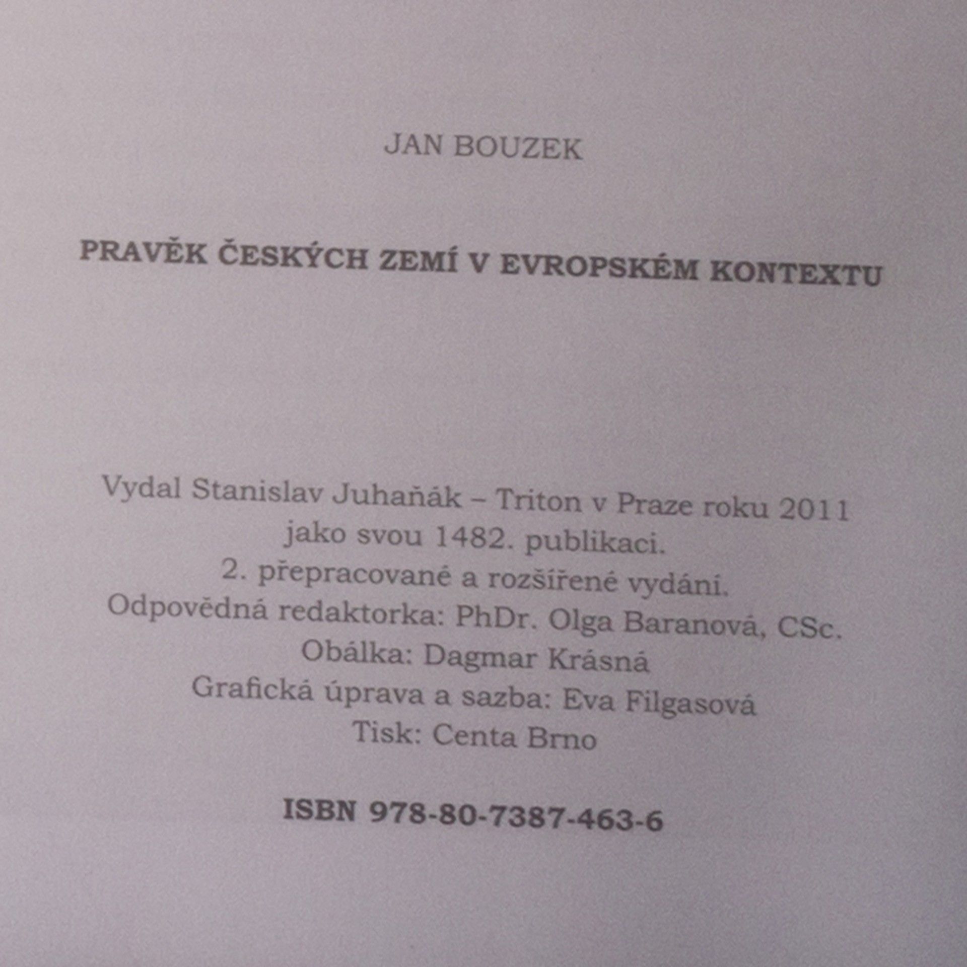 Jan Bouzek Pravěk českých zemí v evropském kontextu