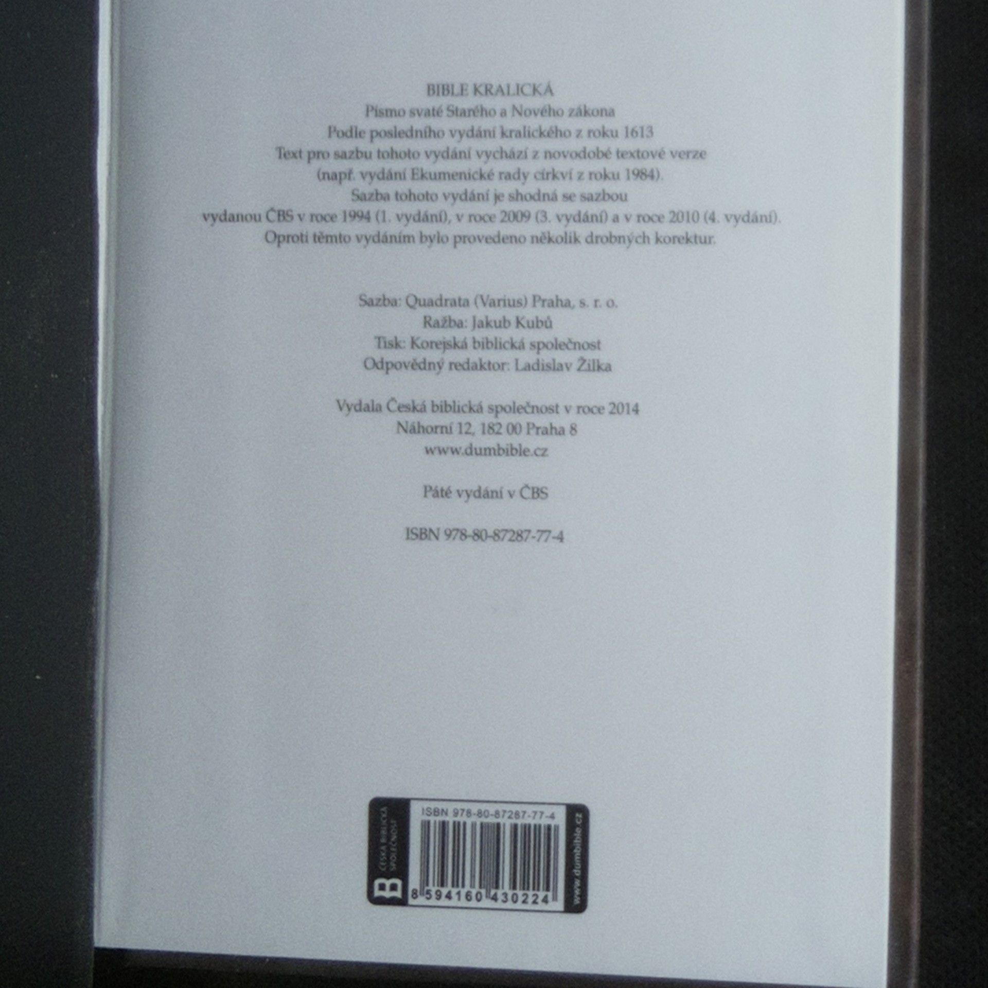 Collectif d'auteurs Bible kralická