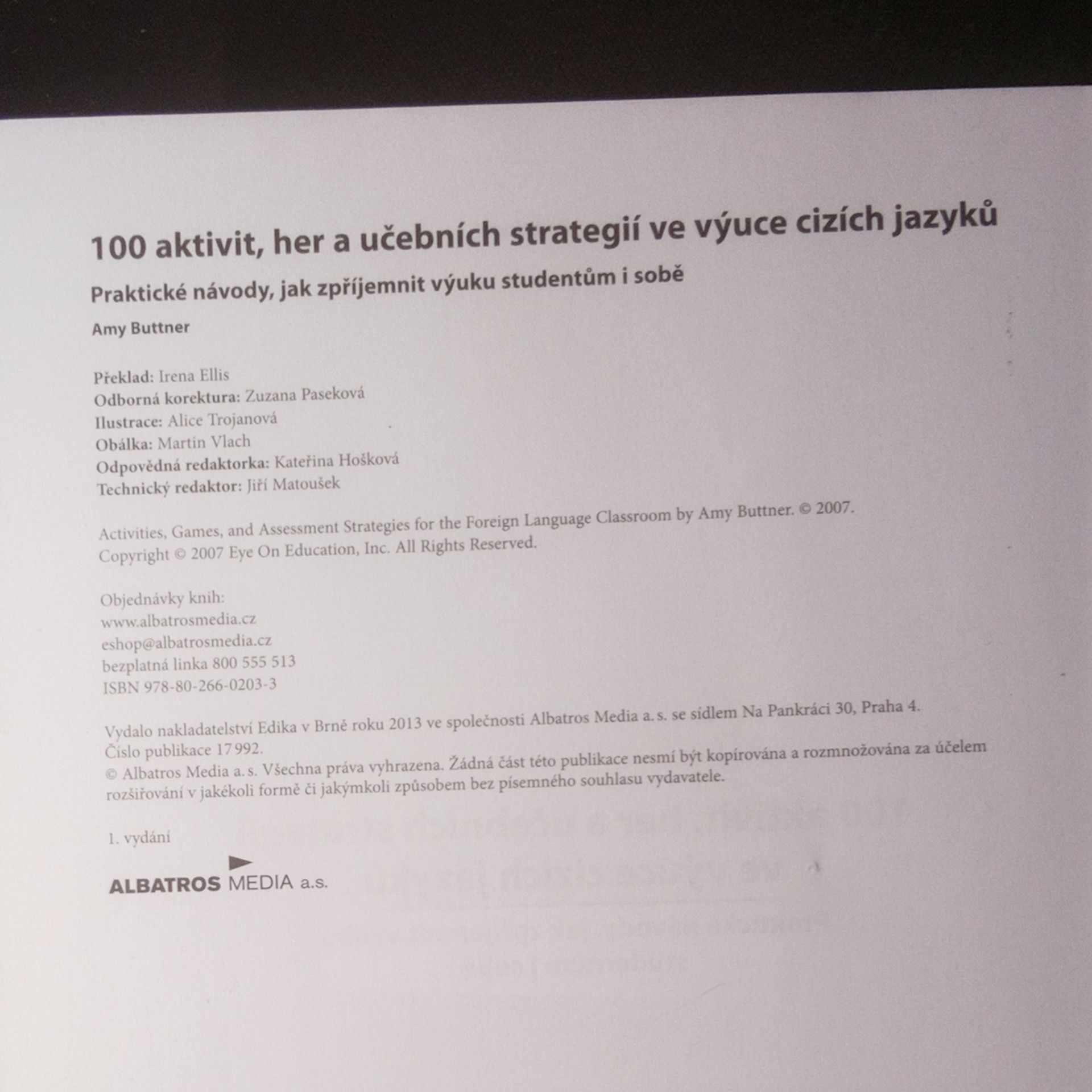 Amy Buttner 100 aktivit, her a učebních strategií ve výuce cizích jazyků