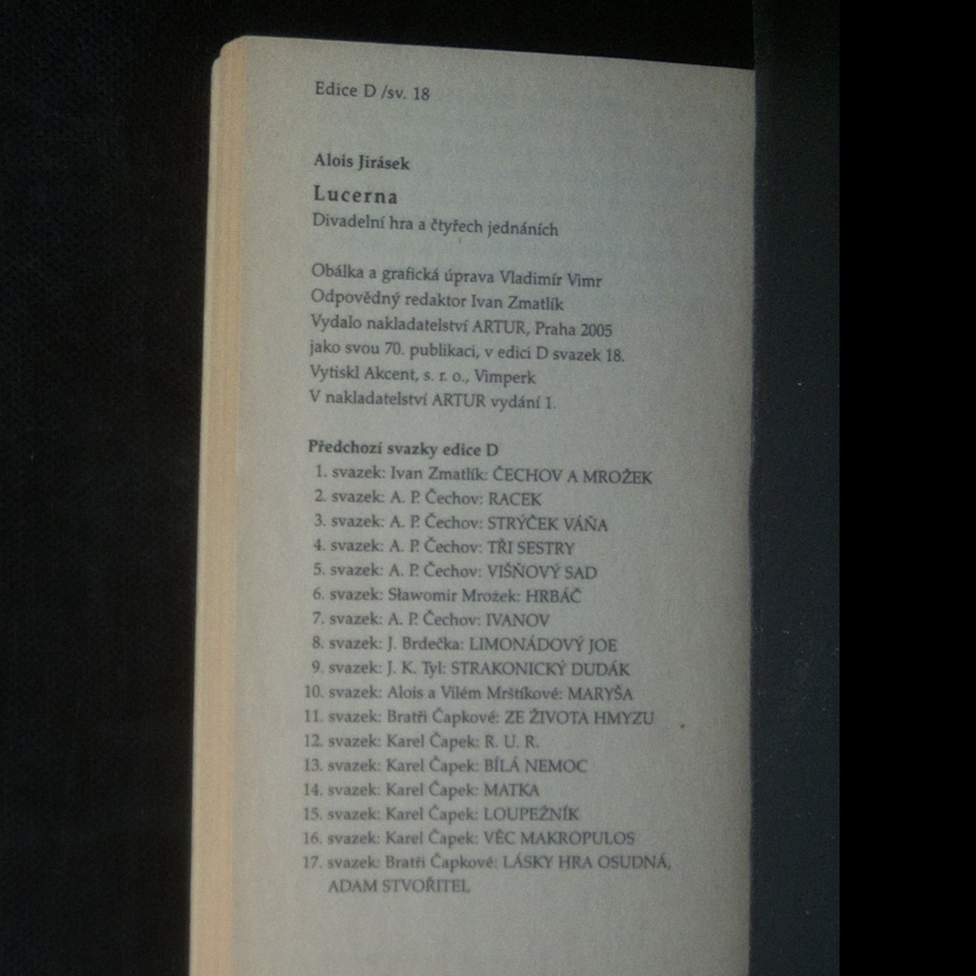 Alois Jirásek Lucerna. Divadelní hra o čtyřech jednáních. (ed. D, sv. 18)