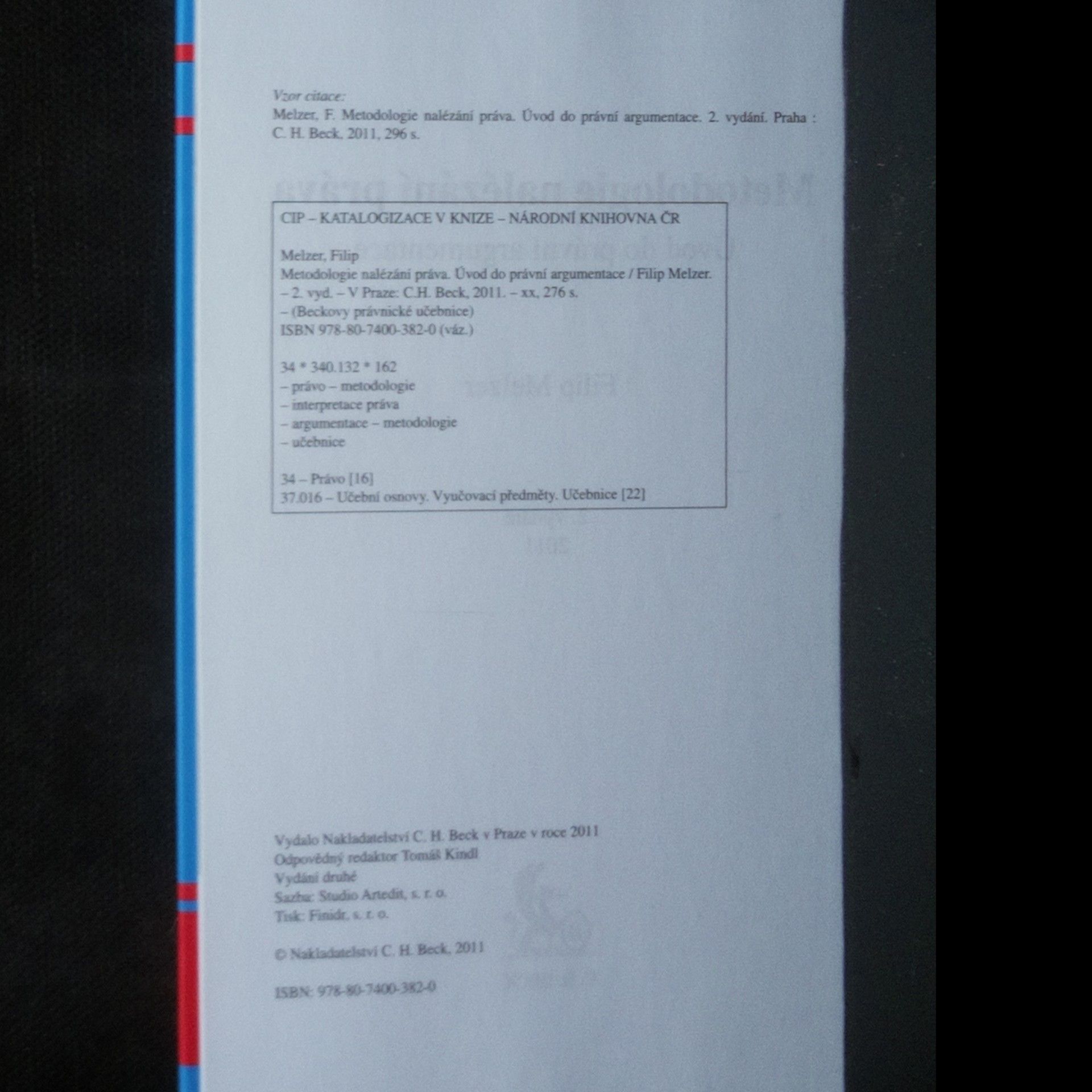 Filip Melzer Metodologie nalézání práva