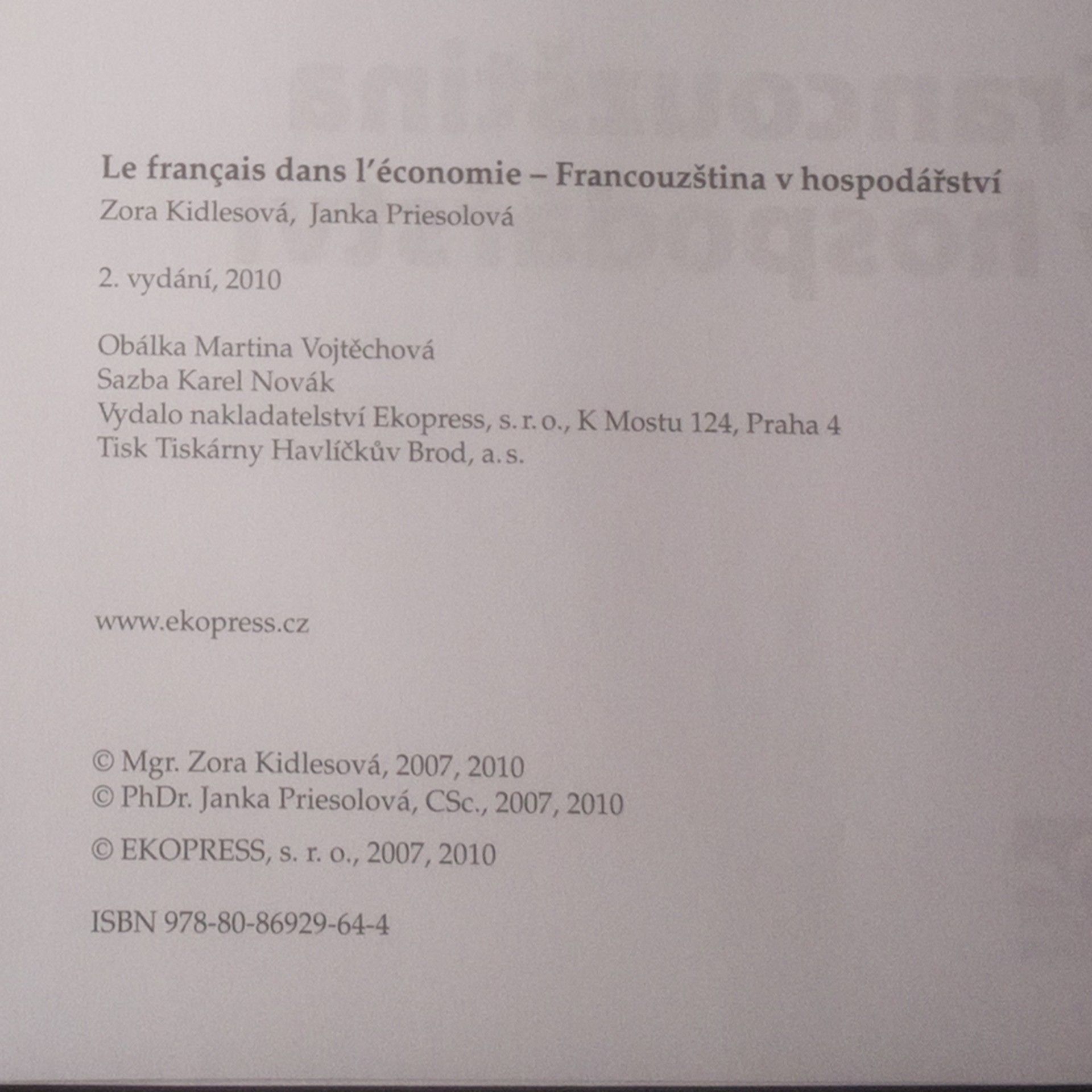 Zora Kidlesová Francouzština v hospodářství