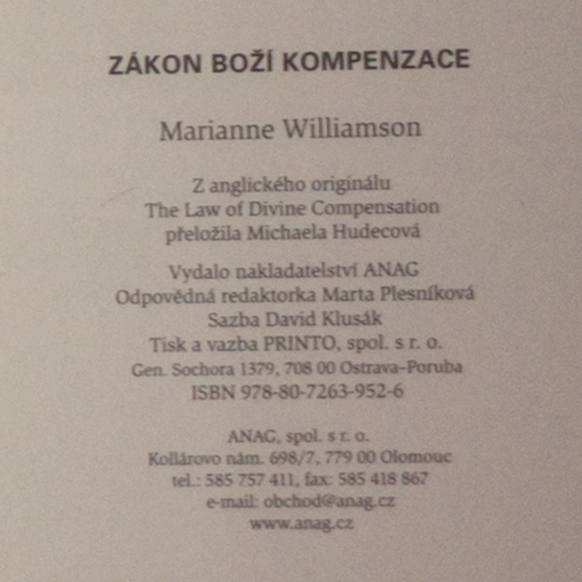 Marianne Williamson Zákon Boží kompenzace. Práce, peníze a zázraky