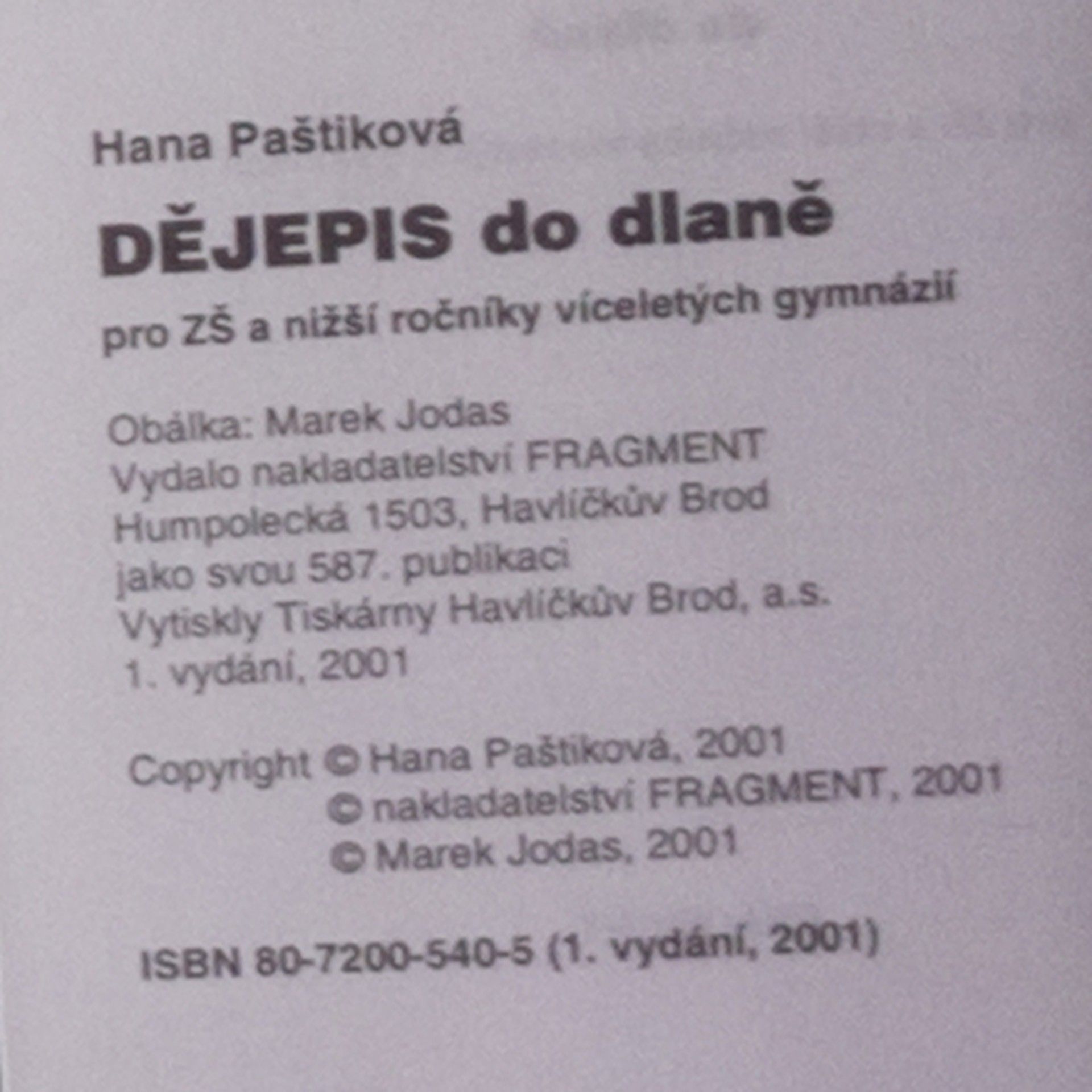 Paštiková Hana Dějepis do dlaně