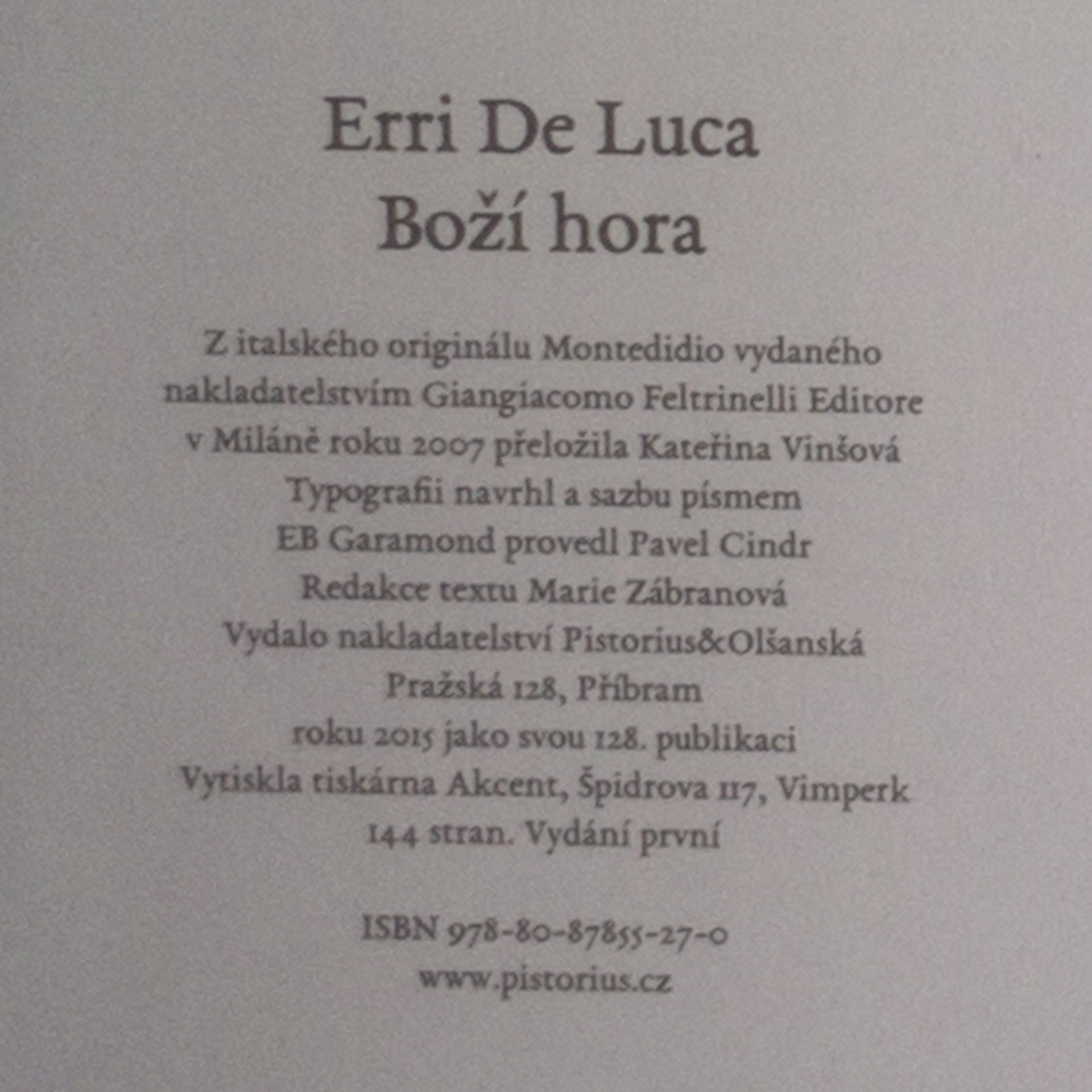 Erri De Luca Boží hora