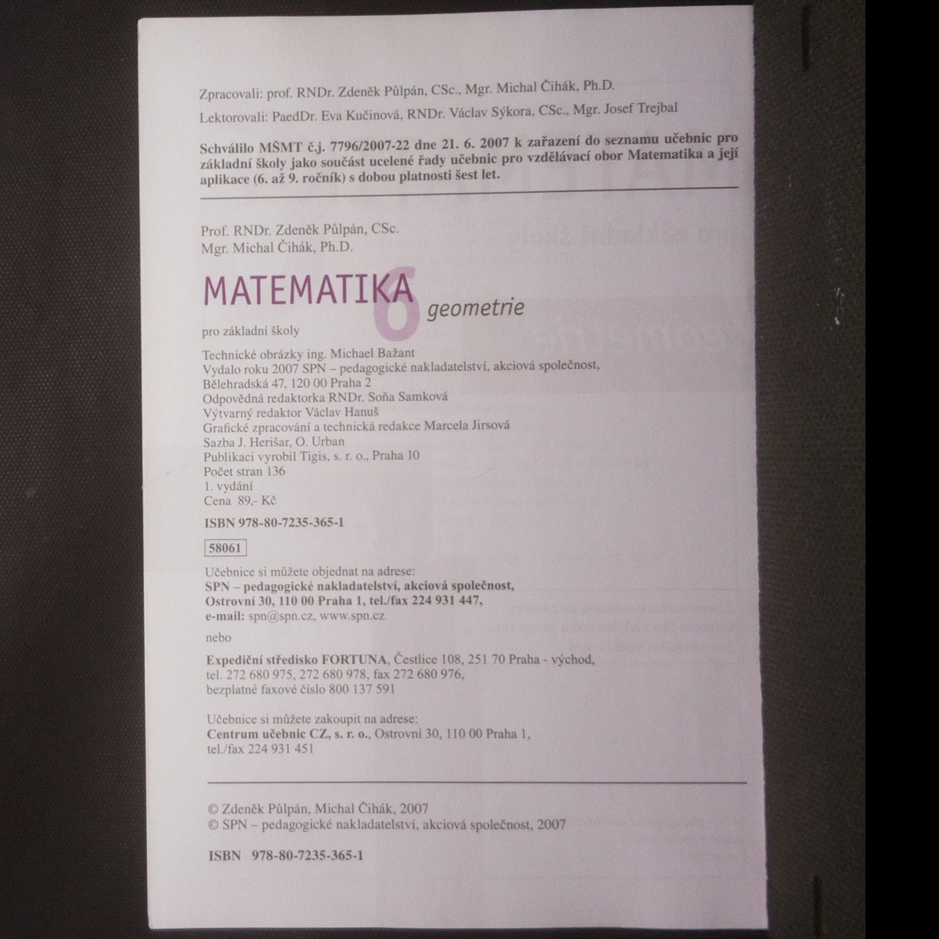 Zdeněk Půlpán Matematika 6 : pro základní školy. Geometrie