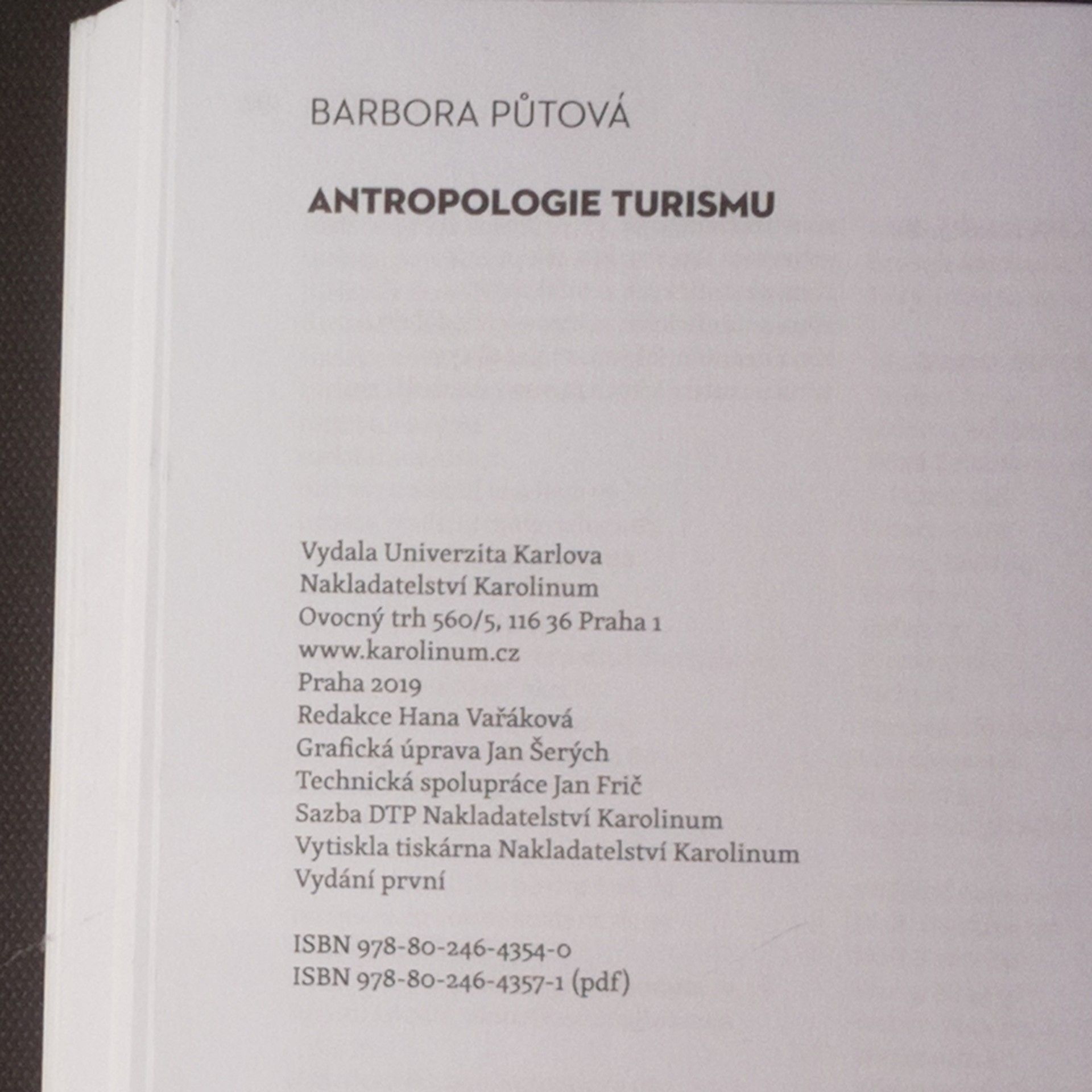 Barbora Půtová Antropologie turismu