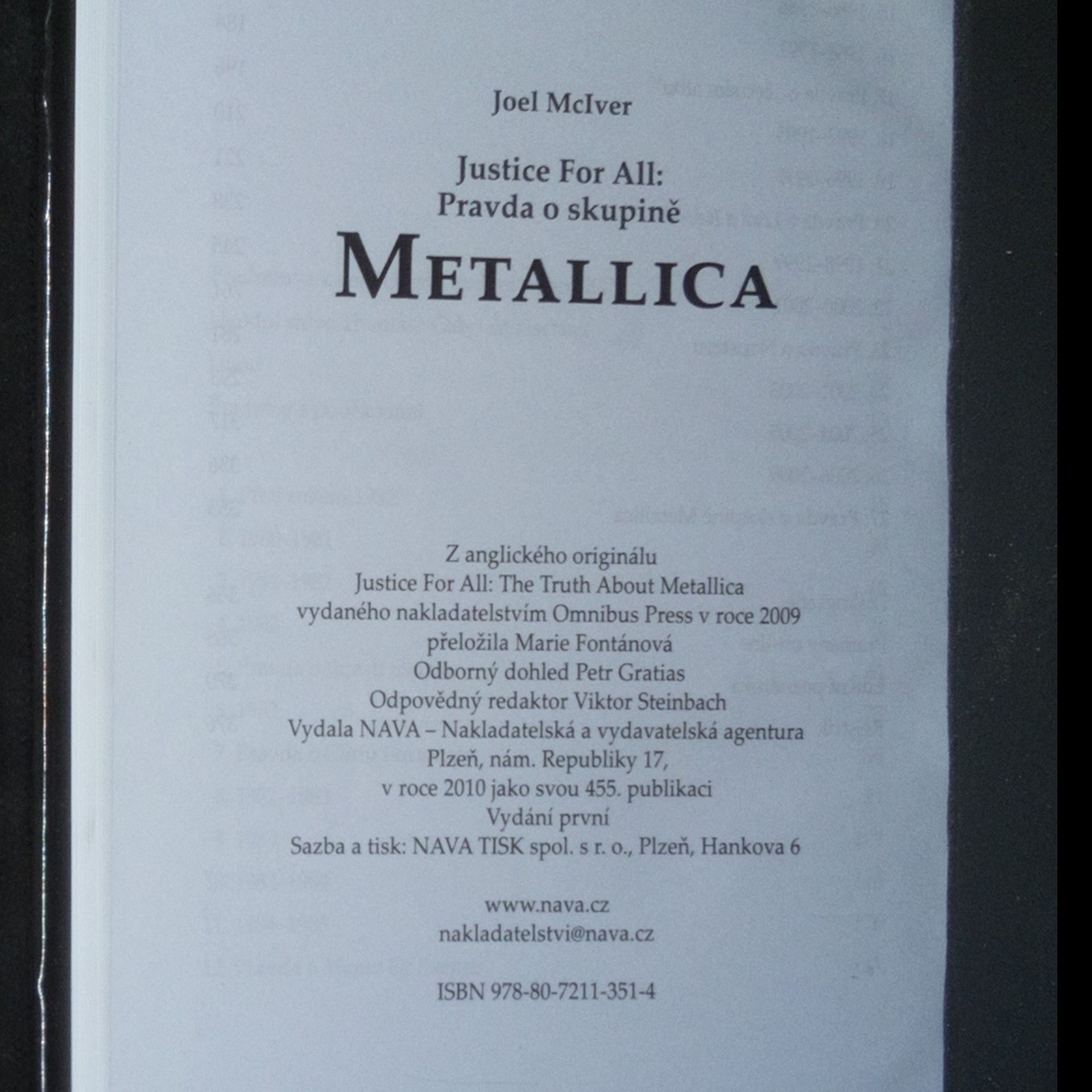 Joel McIver Metallica: Justice for all: pravda o skupině