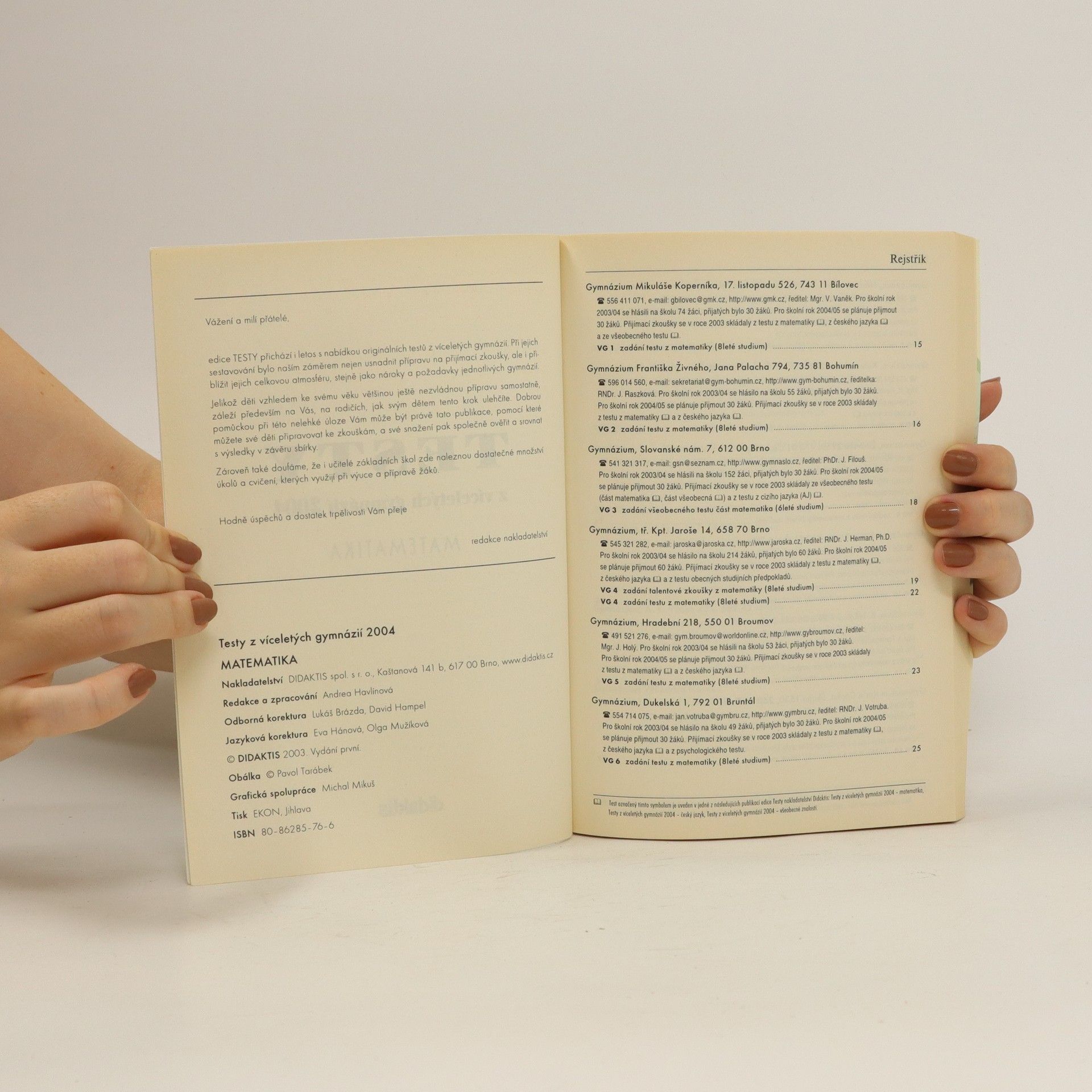 Various authors Testy z víceletých gymnázií 2004 : matematika