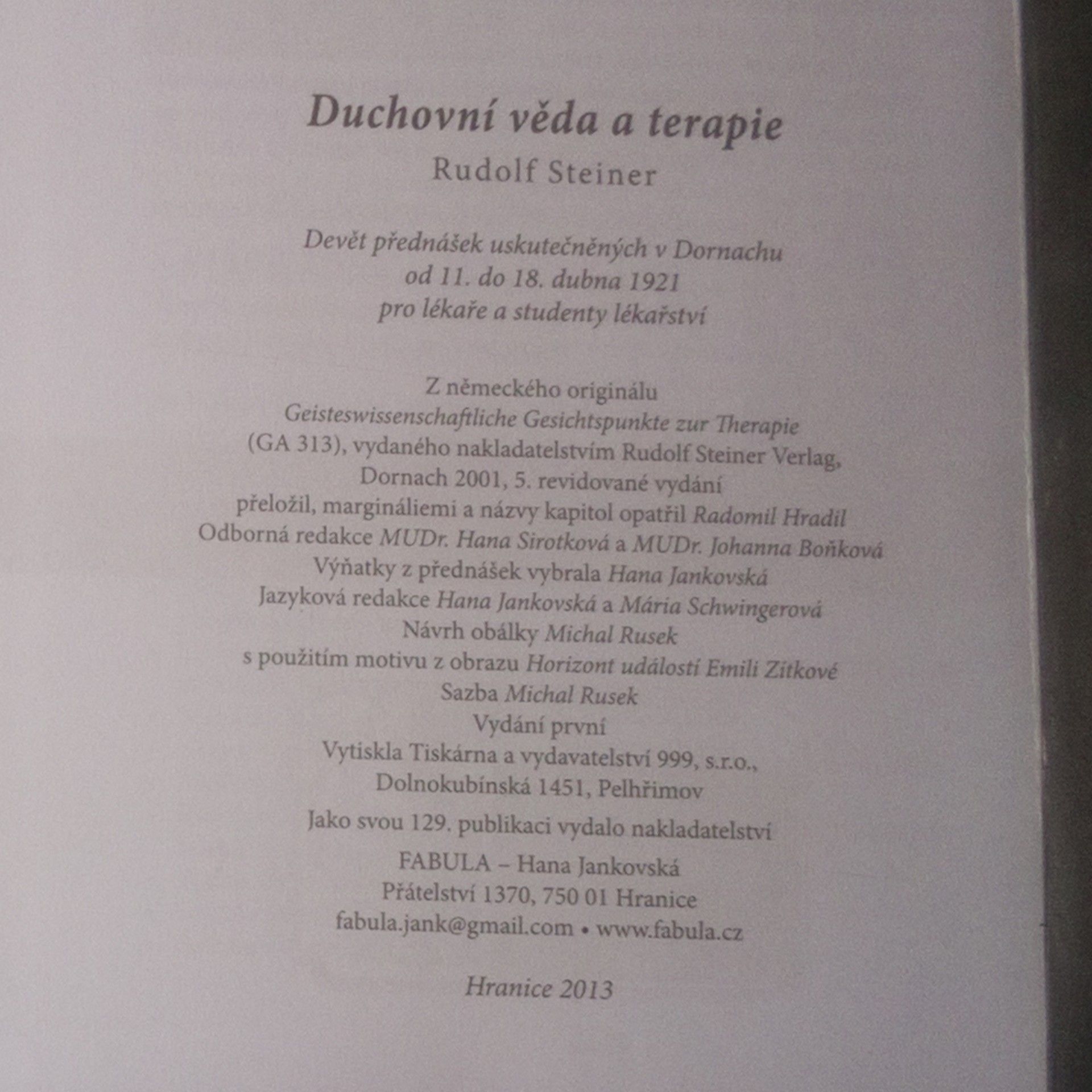Rudolf Steiner Duchovní věda a terapie