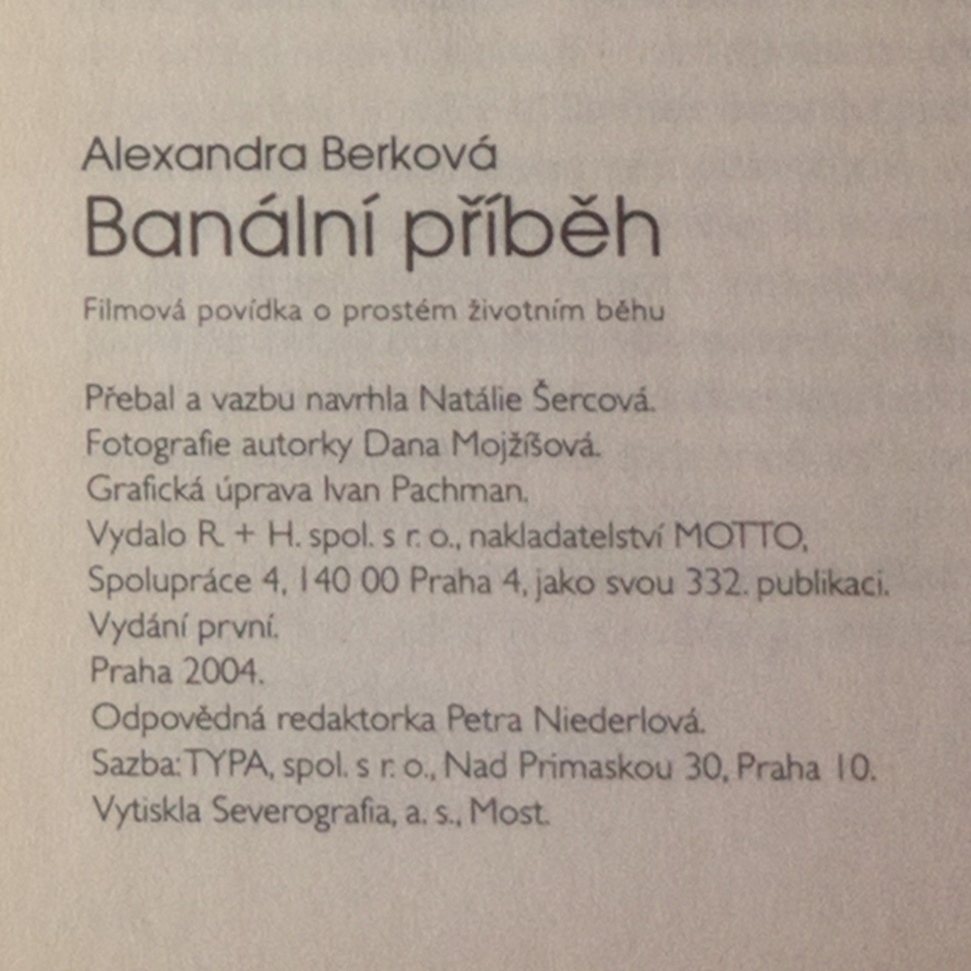 Alexandra Berková Banální příběh