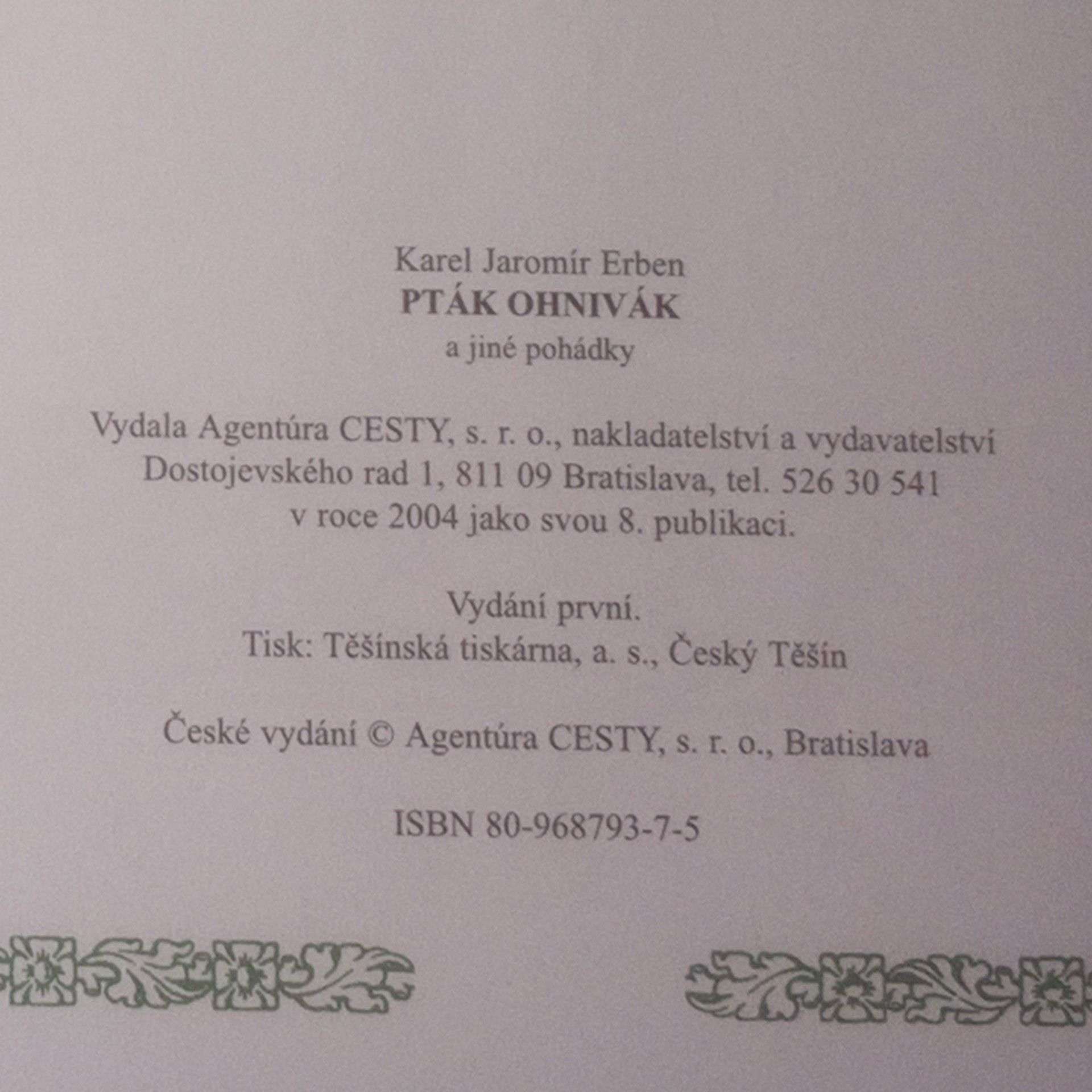 Karel Jaromír Erben Pták Ohnivák a jiné pohádky