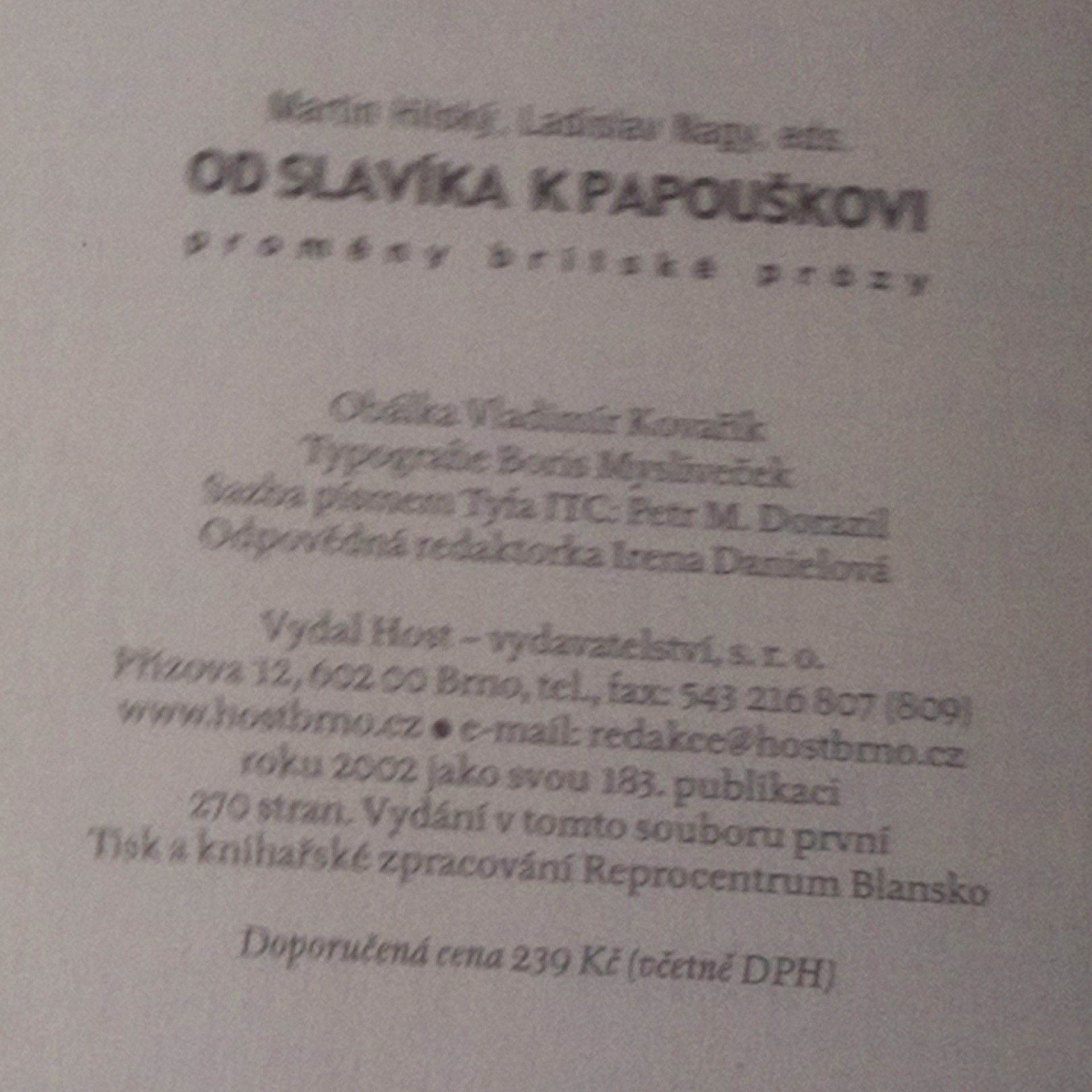 Martin Hilský Od slavíka k papouškovi. Proměny britské prózy