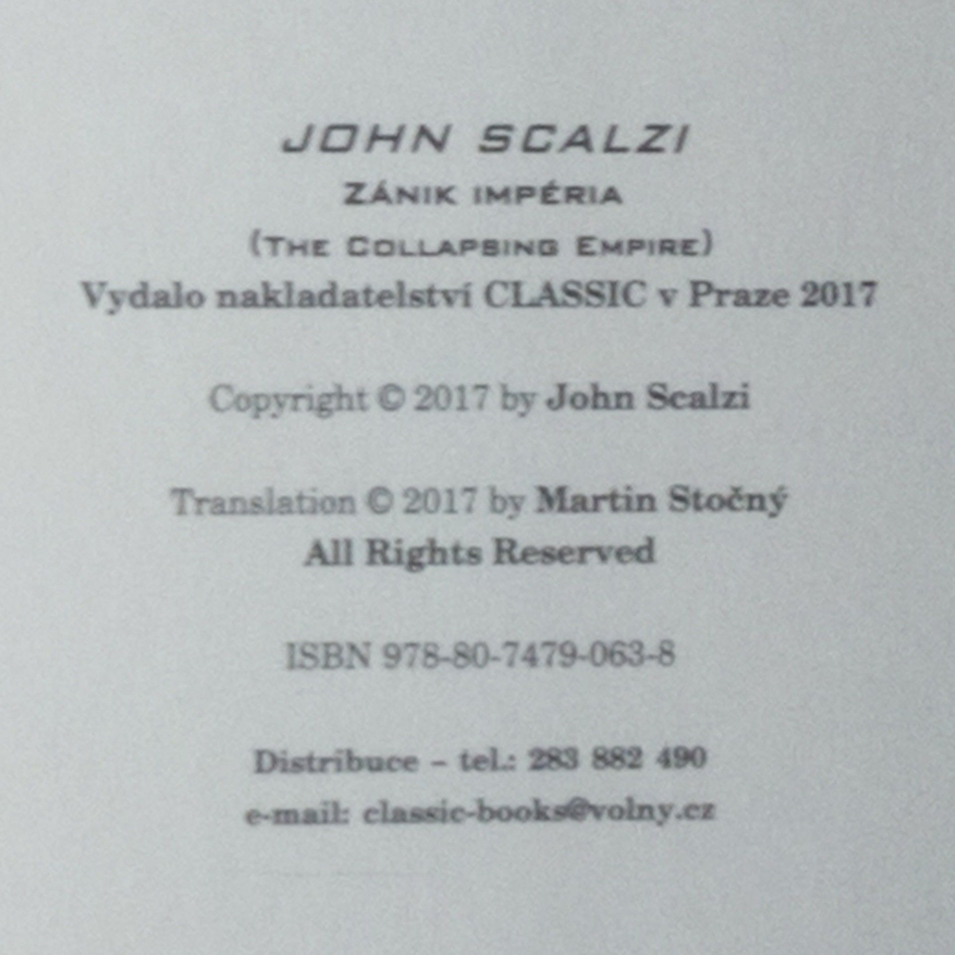 John Scalzi Zánik impéria