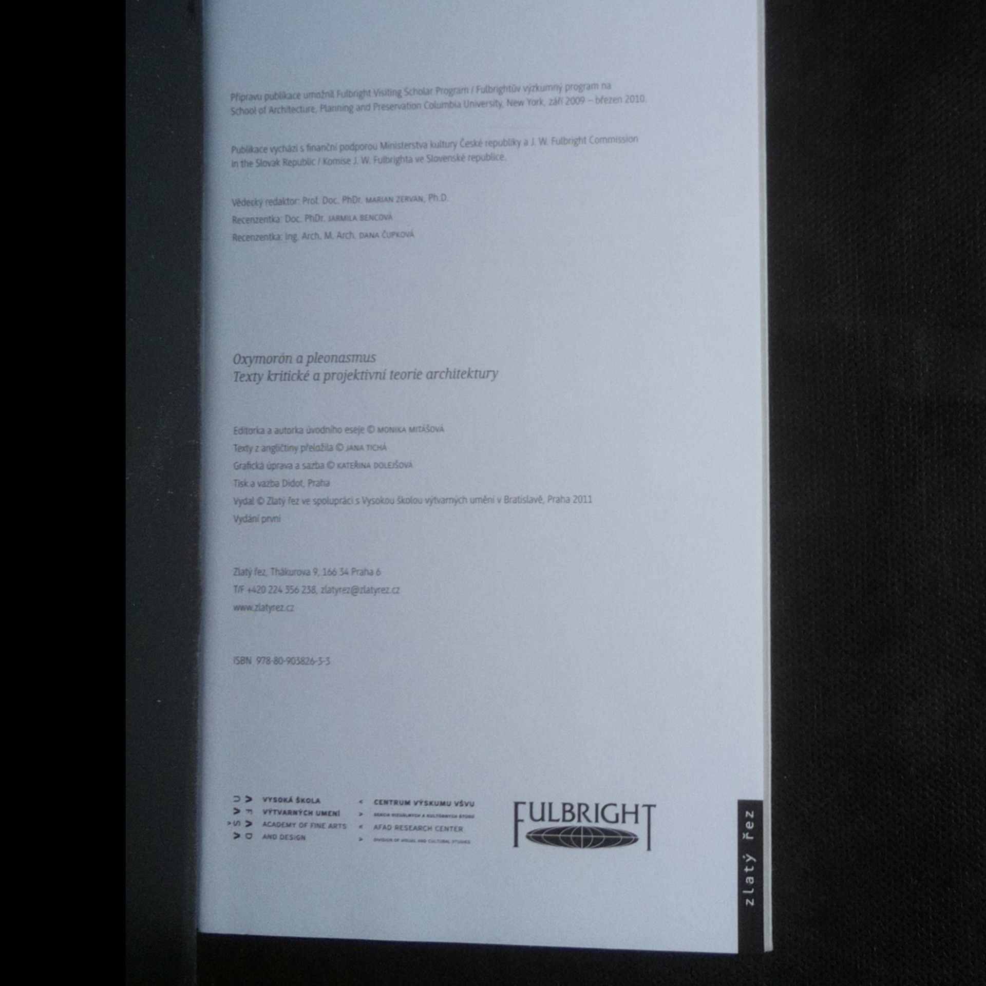 Monika Mitášová Oxymorón & pleonasmus. Texty kritické a projektivní teorie architektury