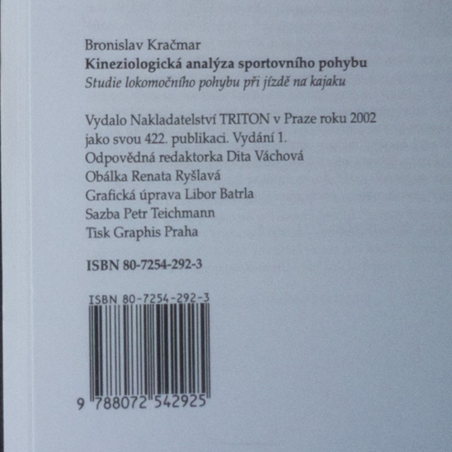 Bronislav Kračmar Kineziologická analýza sportovního pohybu