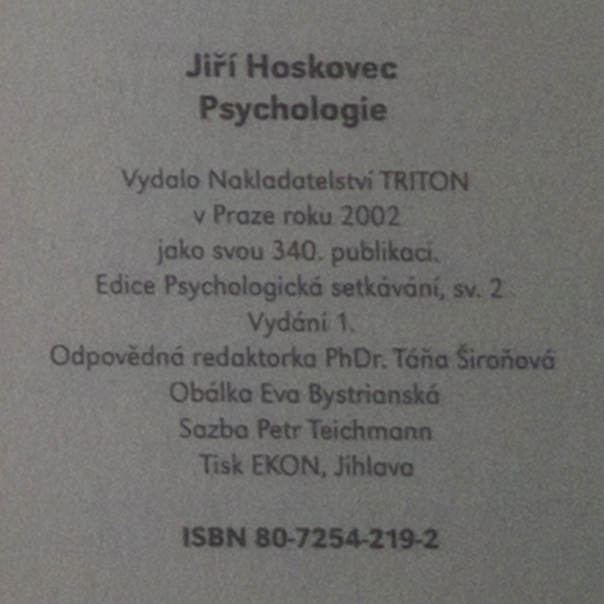 Jiří Hoskovec Psychologie