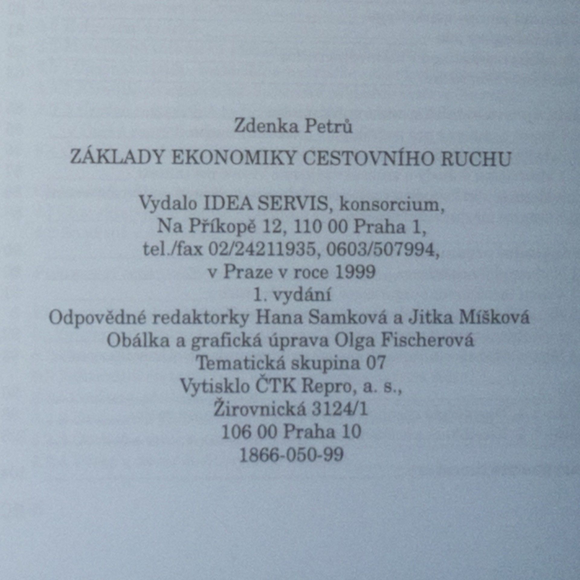 Zdenka Petrů Základy ekonomiky cestovního ruchu