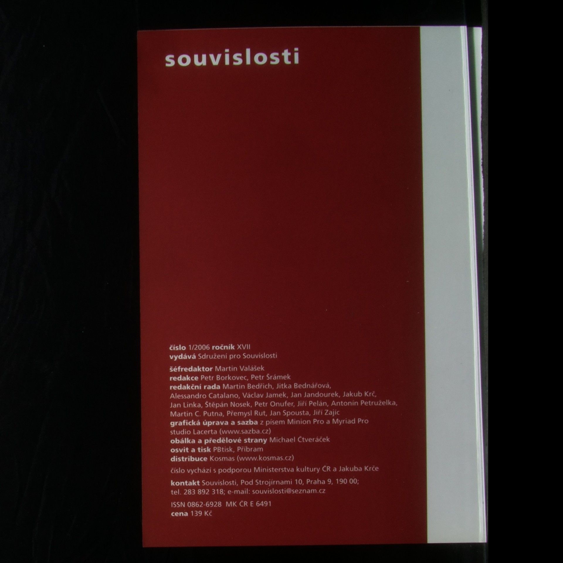 Kolektiv autorů Souvislosti číslo 1/2006 ročník XVII. Revue pro literaturu a umění