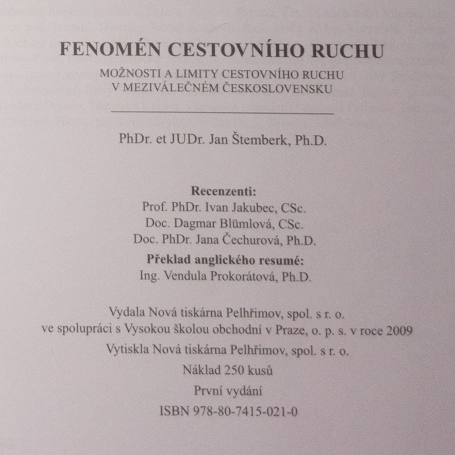 Jan Štemberk Fenomén cestovního ruchu