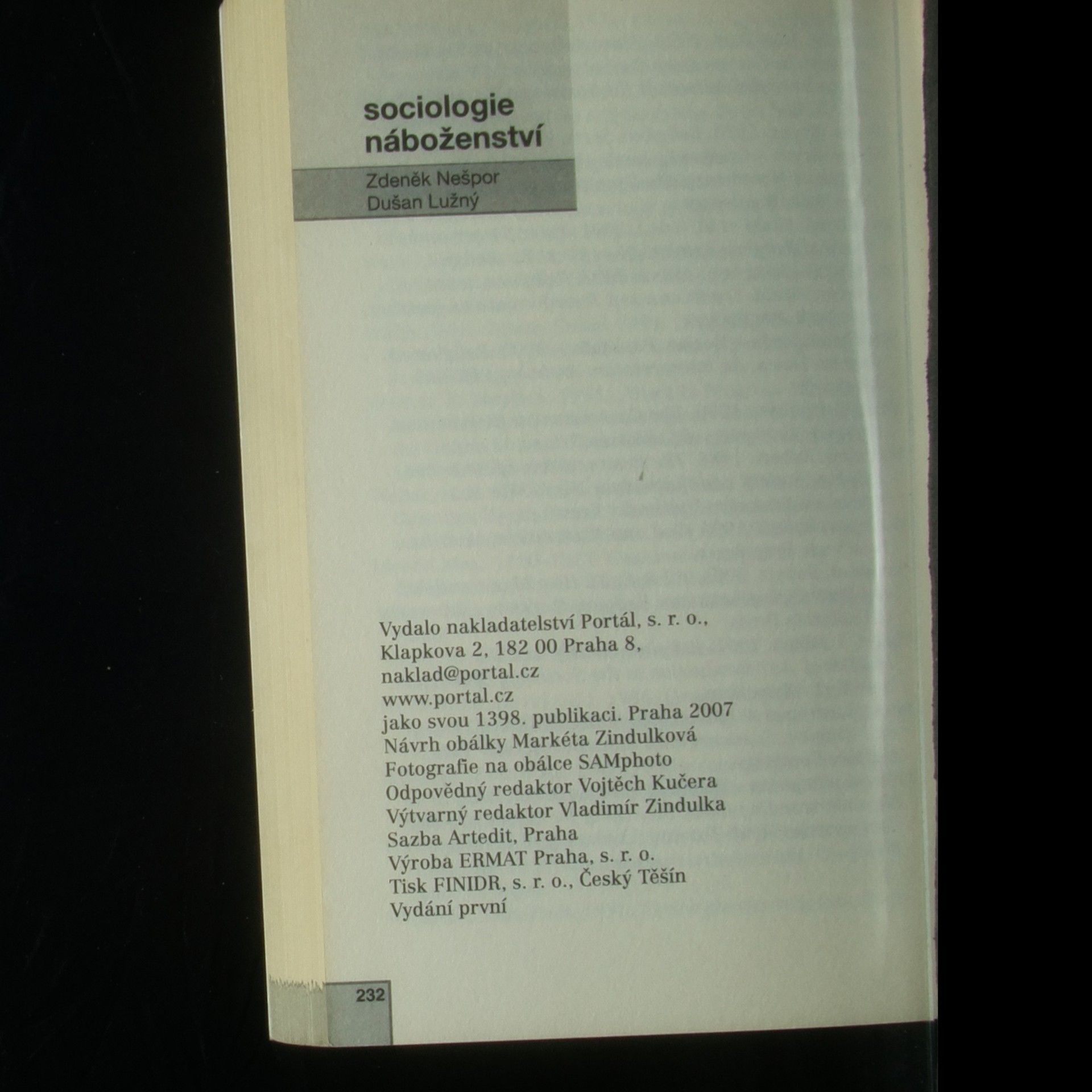 Zdeněk R. Nešpor Sociologie náboženství
