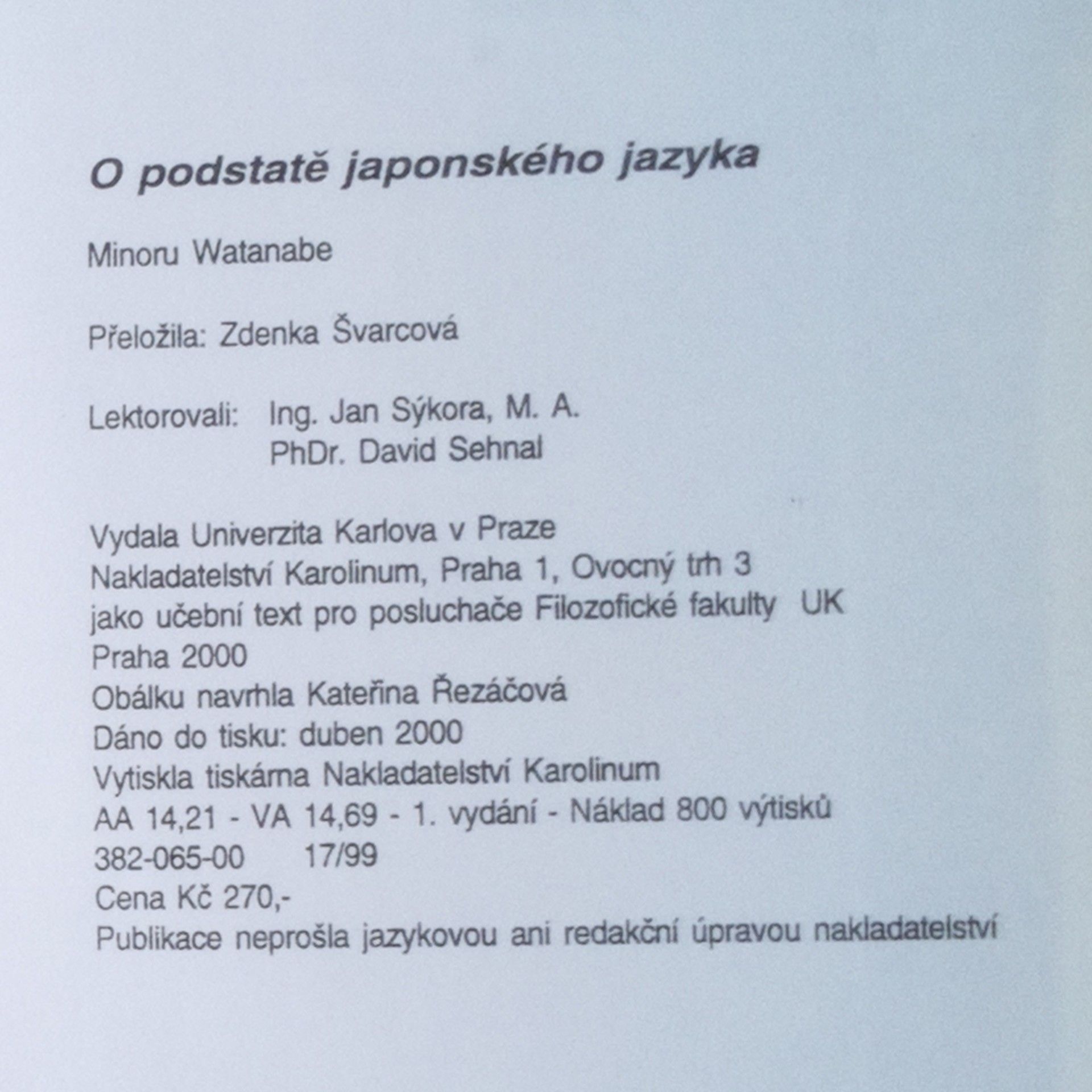 Minoru Watanabe O podstatě japonského jazyka