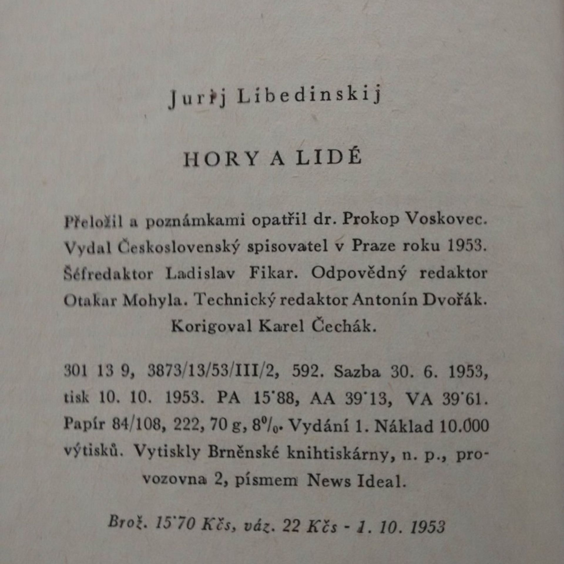 Libedinskij Jurij Hory a lidé