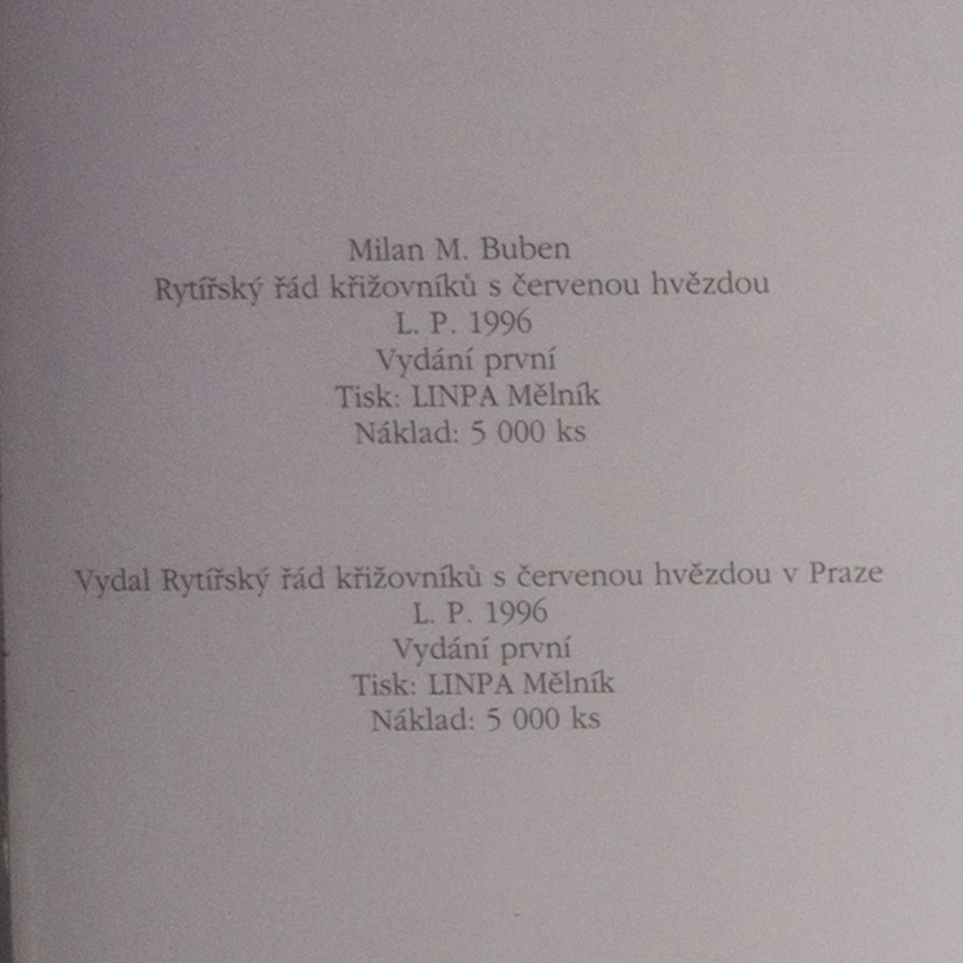 Buben Milan M. Rytířský řád křižovníků s červenou hvězdou