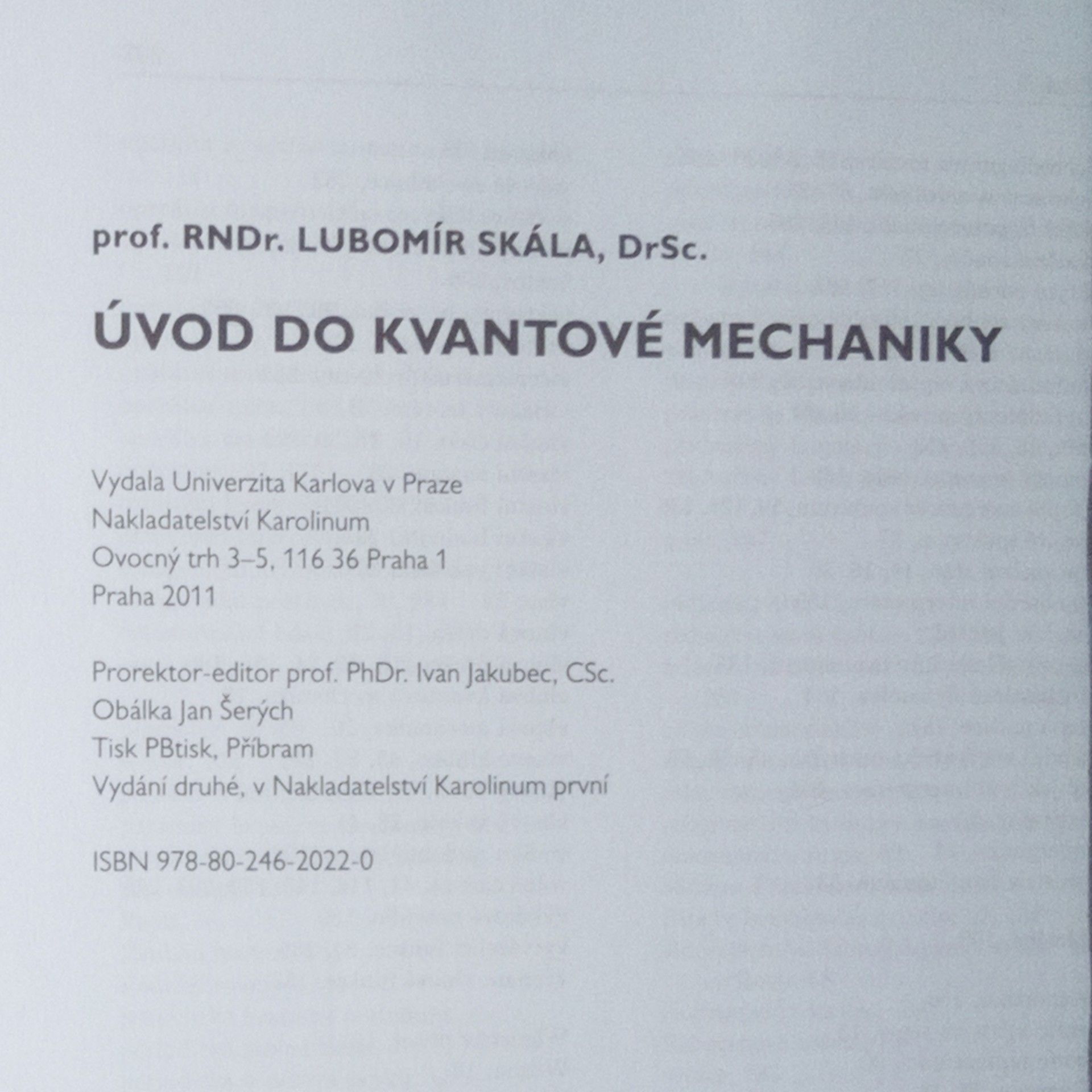 Lubomír Skála Úvod do kvantové mechaniky