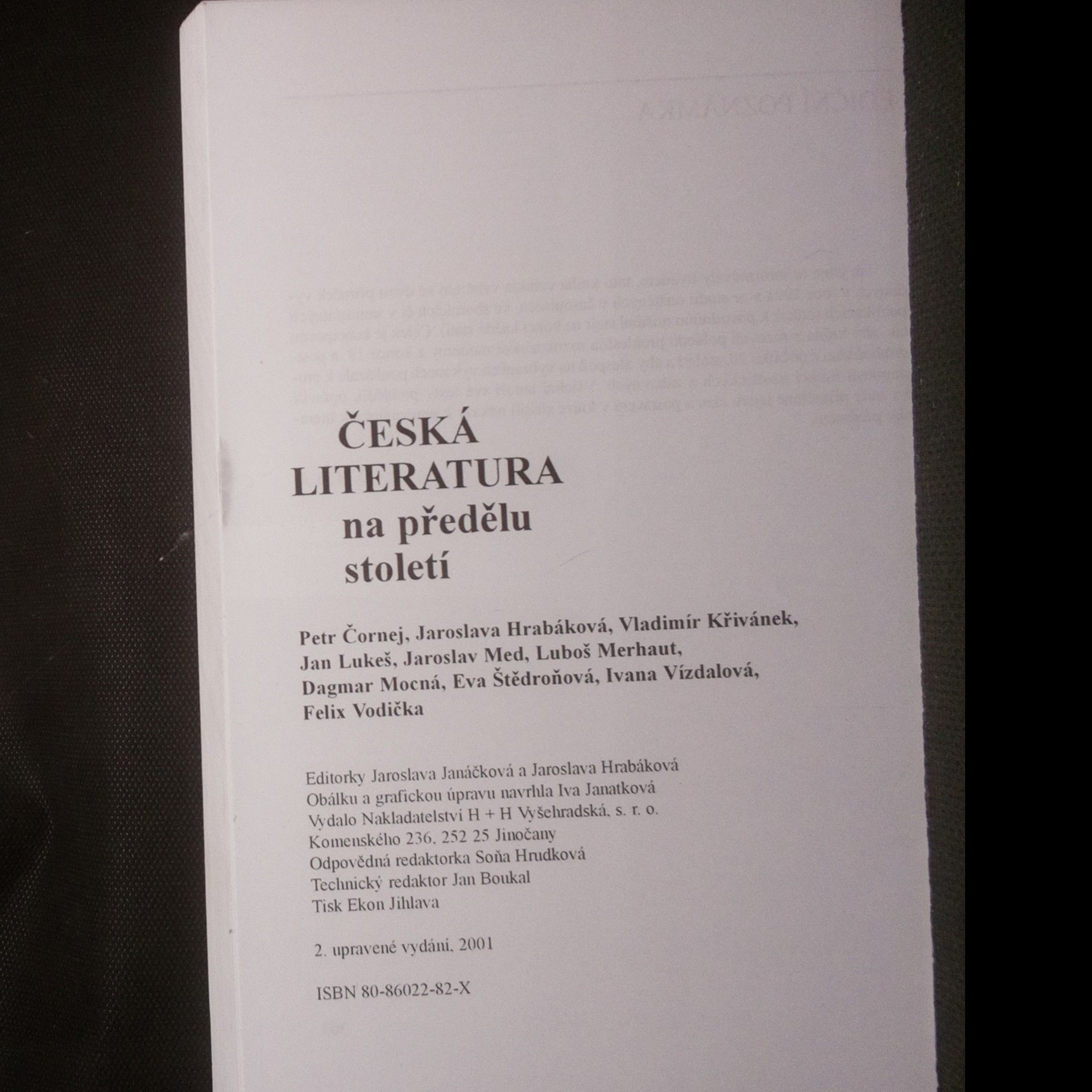 Jaroslava Janáčková Česká literatura na předělu století