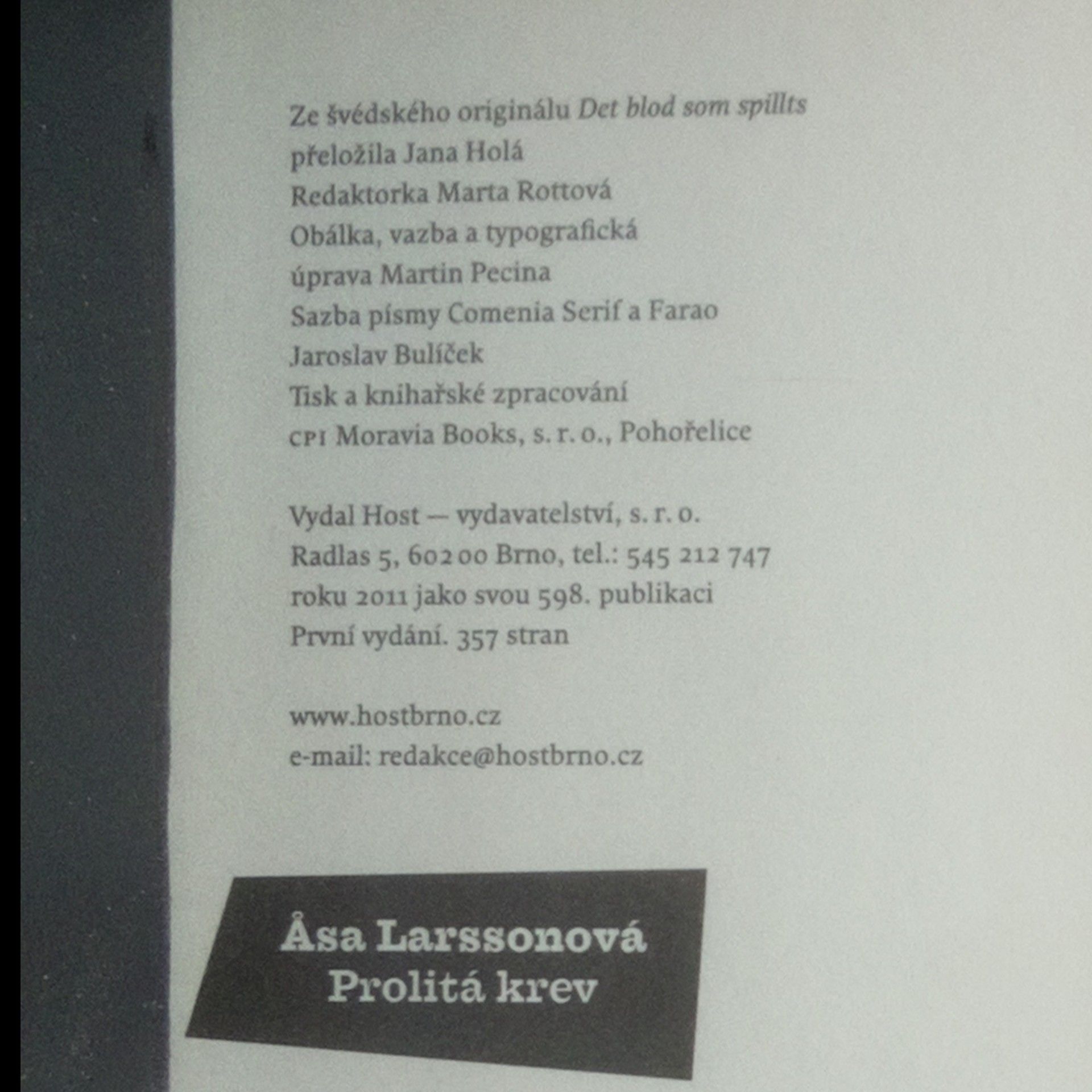 Åsa Larsson Prolitá krev