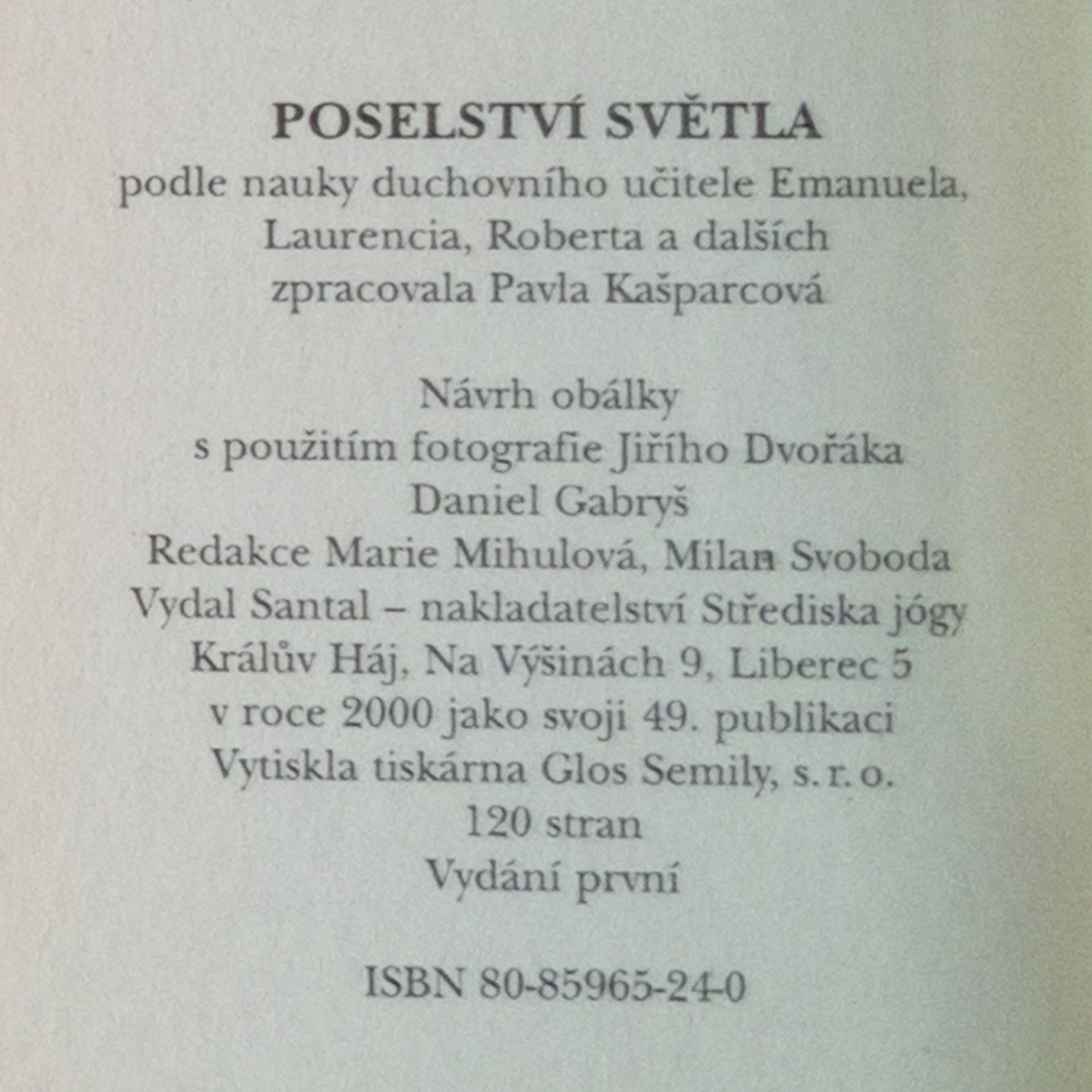 Pavla Kašparcová Poselství světla