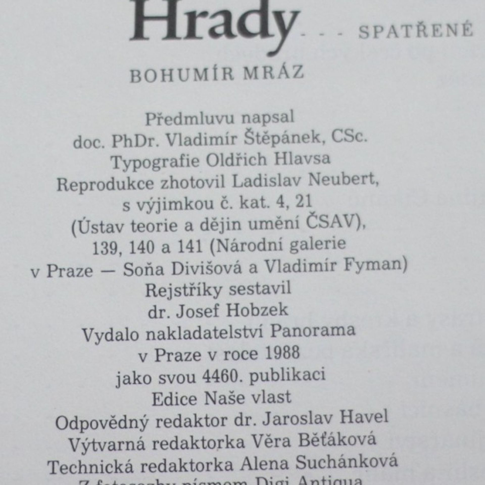 Bohumír Mráz Karel Hynek Mácha. Hrady spatřené
