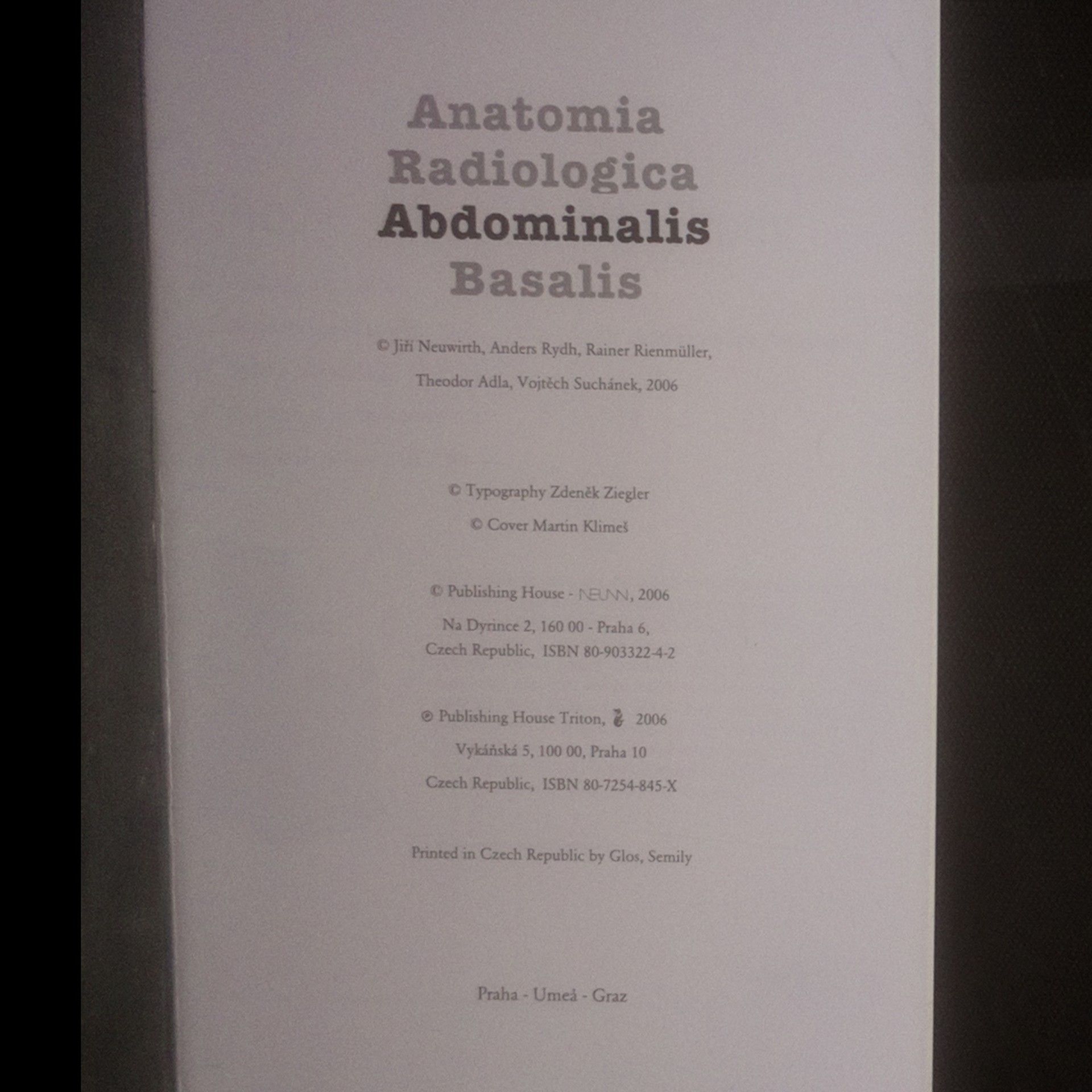 Jiří Neuwirth Anatomia Radiologica Abdominalis Basalis
