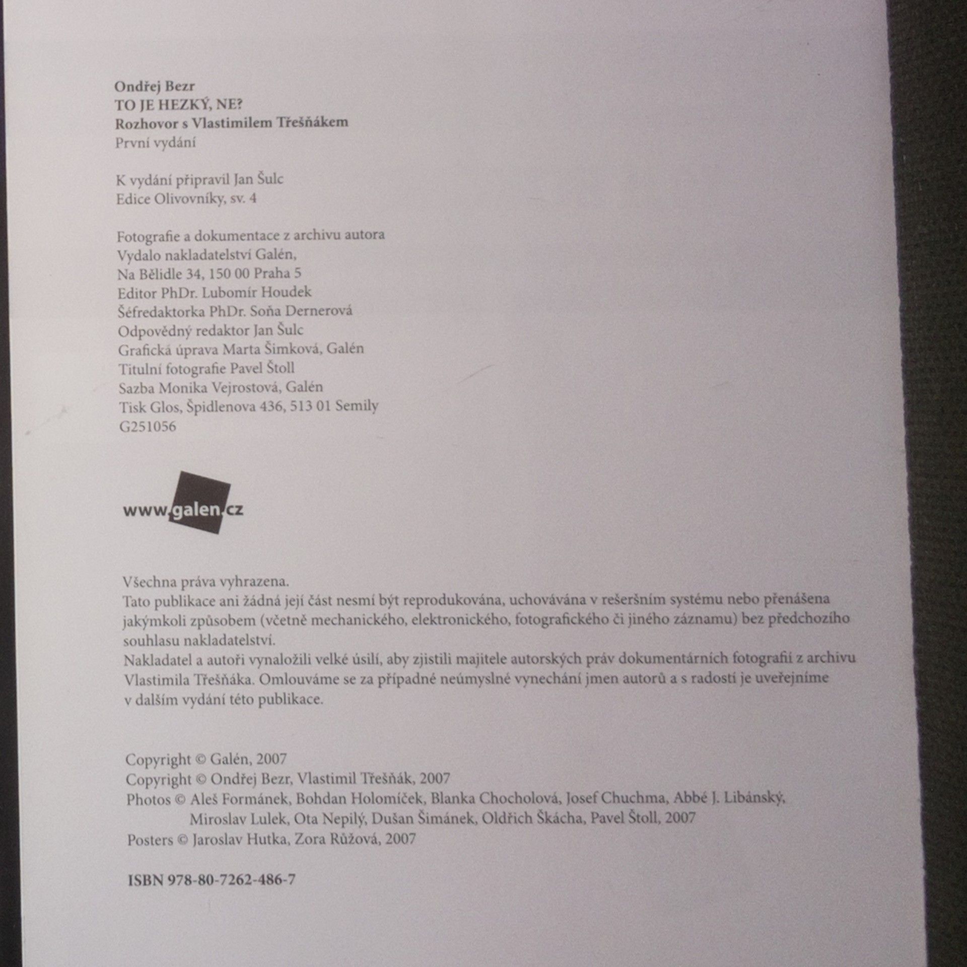 Vlastimil Třešňák To je hezký, ne? : rozhovor s Vlastimilem Třešňákem