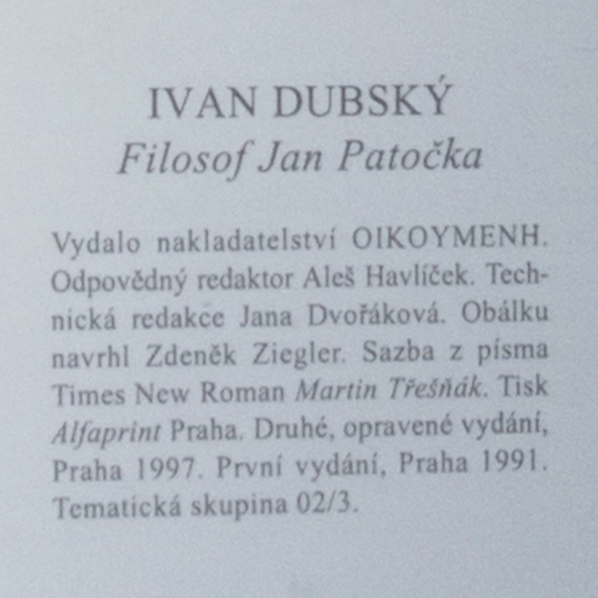 Ivan Dubský Filosof Jan Patočka