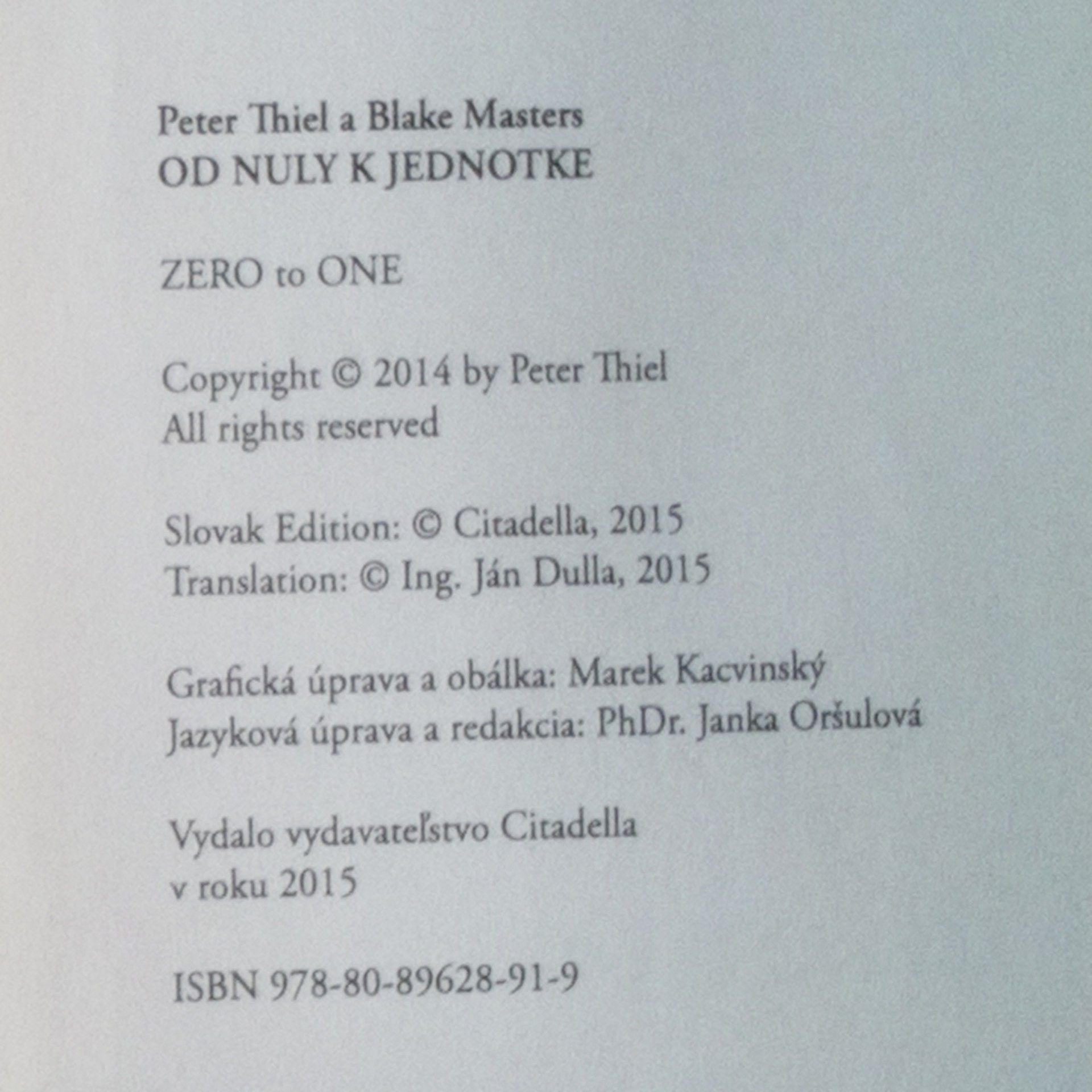 Peter Thiel Od nuly k jednotke
