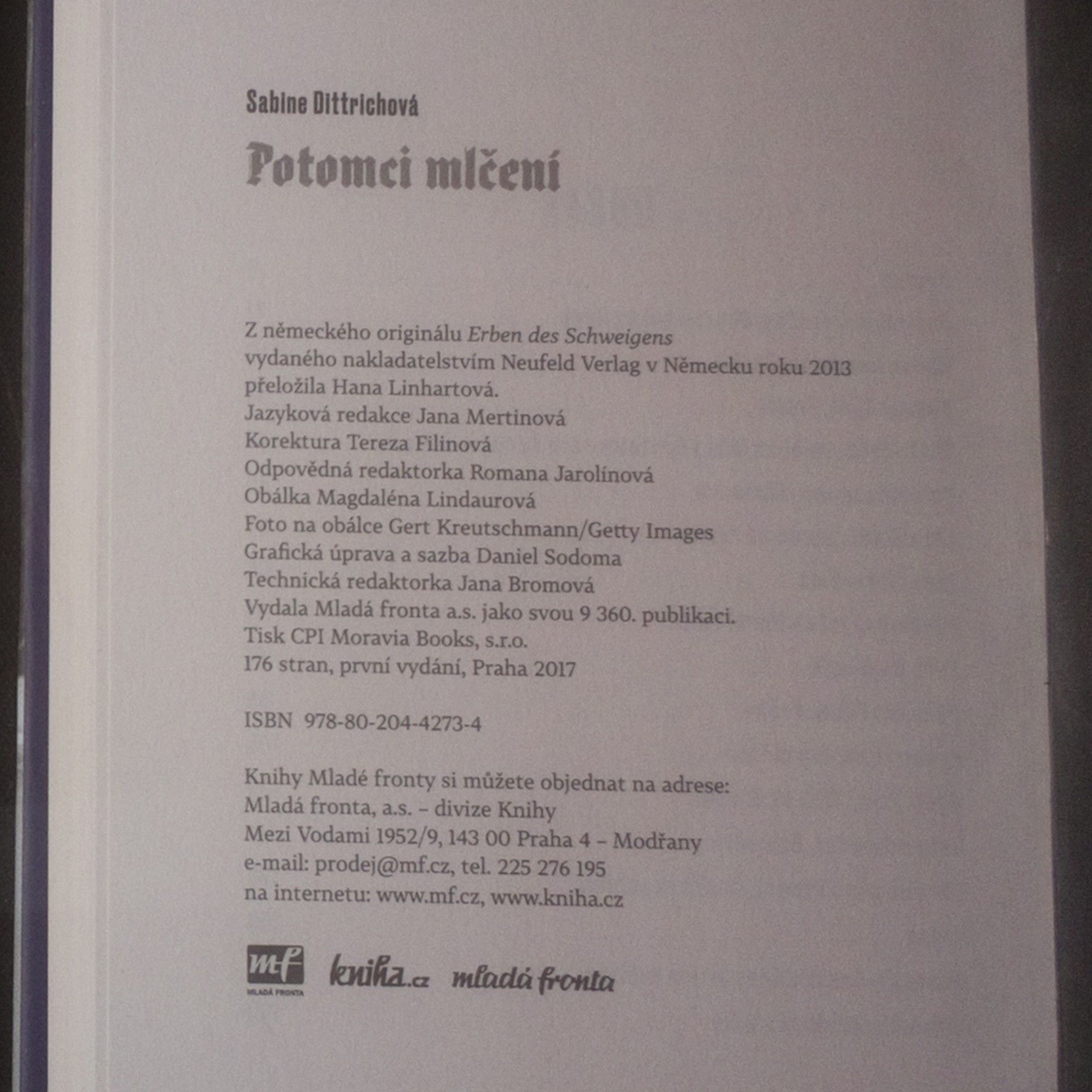 Sabine Dittrich Potomci mlčení