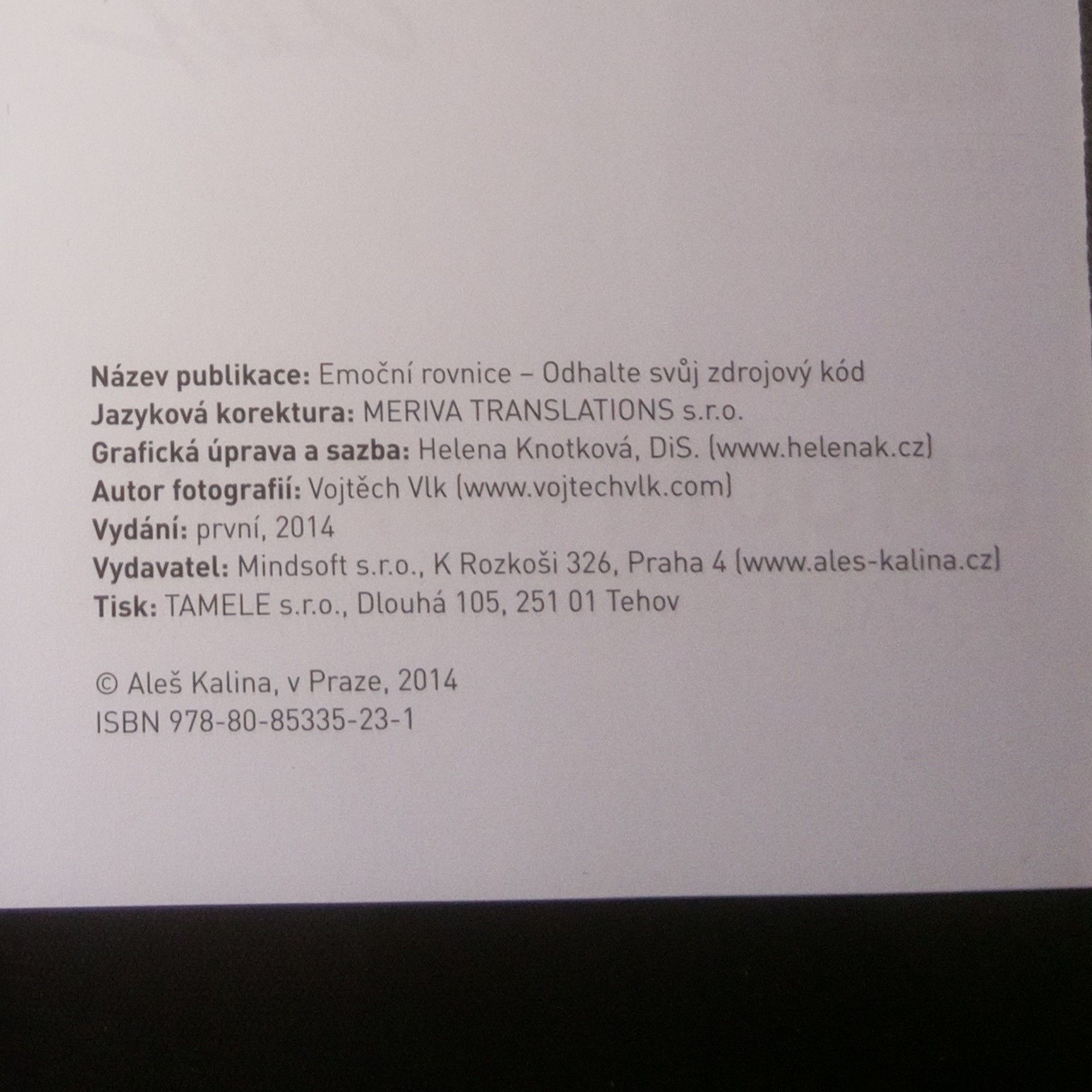 Aleš Kalina Emoční rovnice: Odhalte svůj zdrojový kód