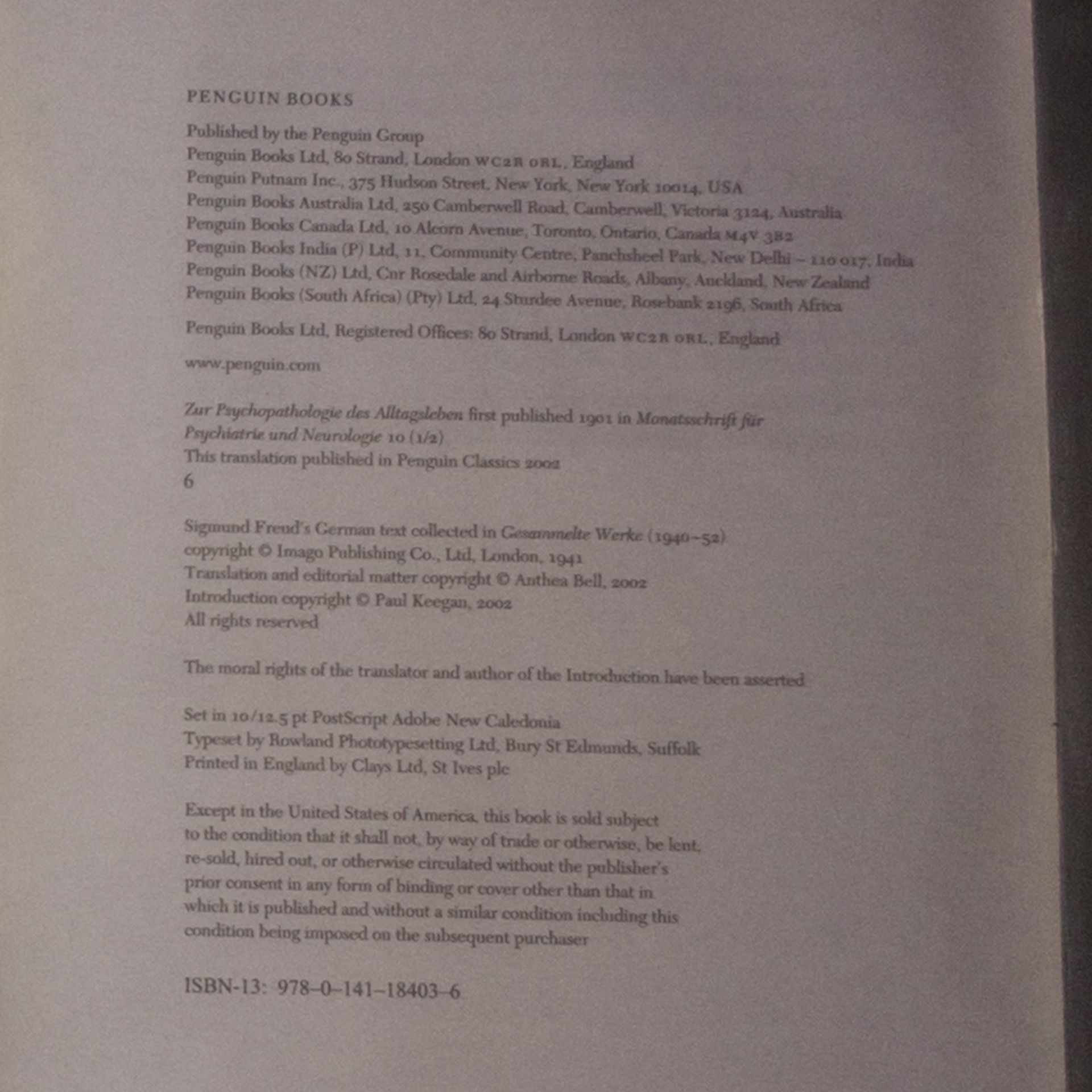 Sigmund Freud The psychopathology of everyday life