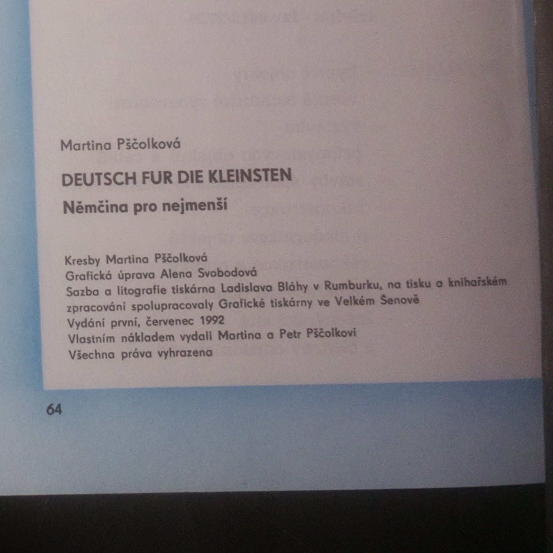 Martina Pščolková Deutsch für die Kleinsten. Němčina pro nejmenší.