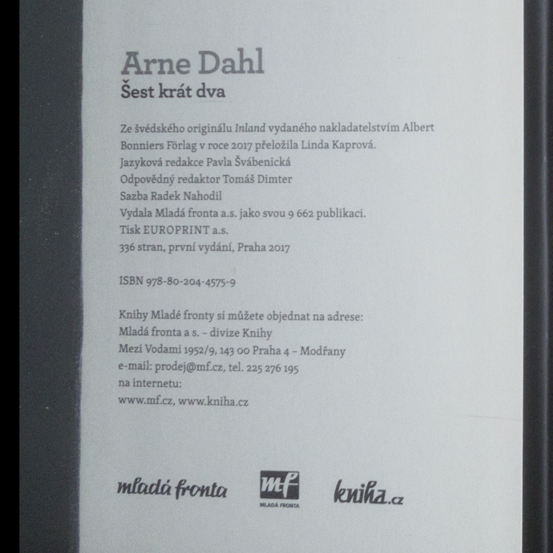 Arne Dahl Šest krát dva