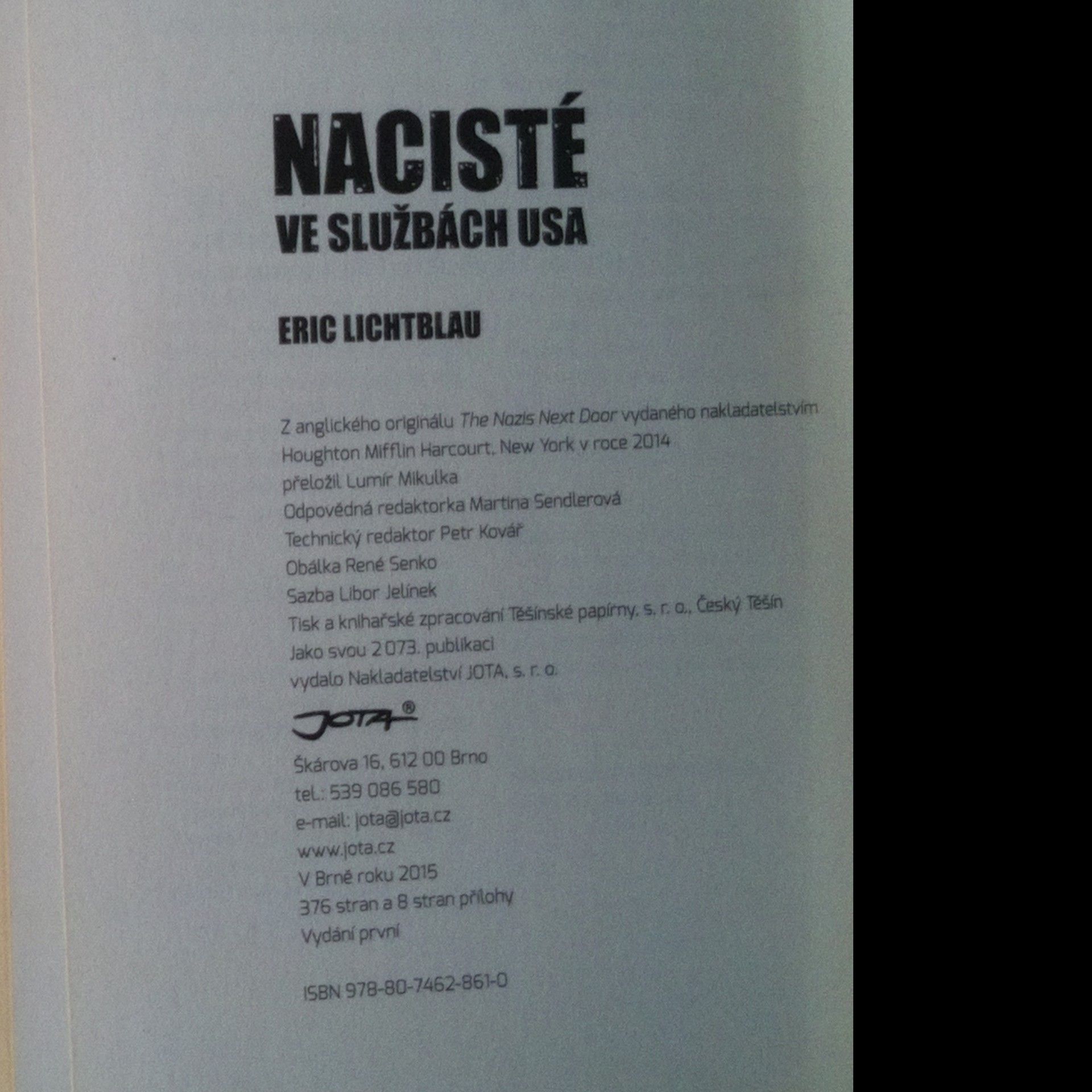 Eric Lichtblau Nacisté ve službách USA