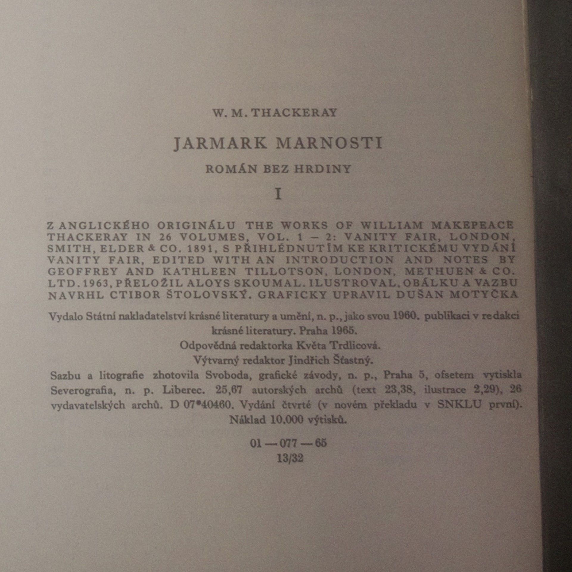 William Makepeace Thackeray Jarmark marnosti 1.-2. díl