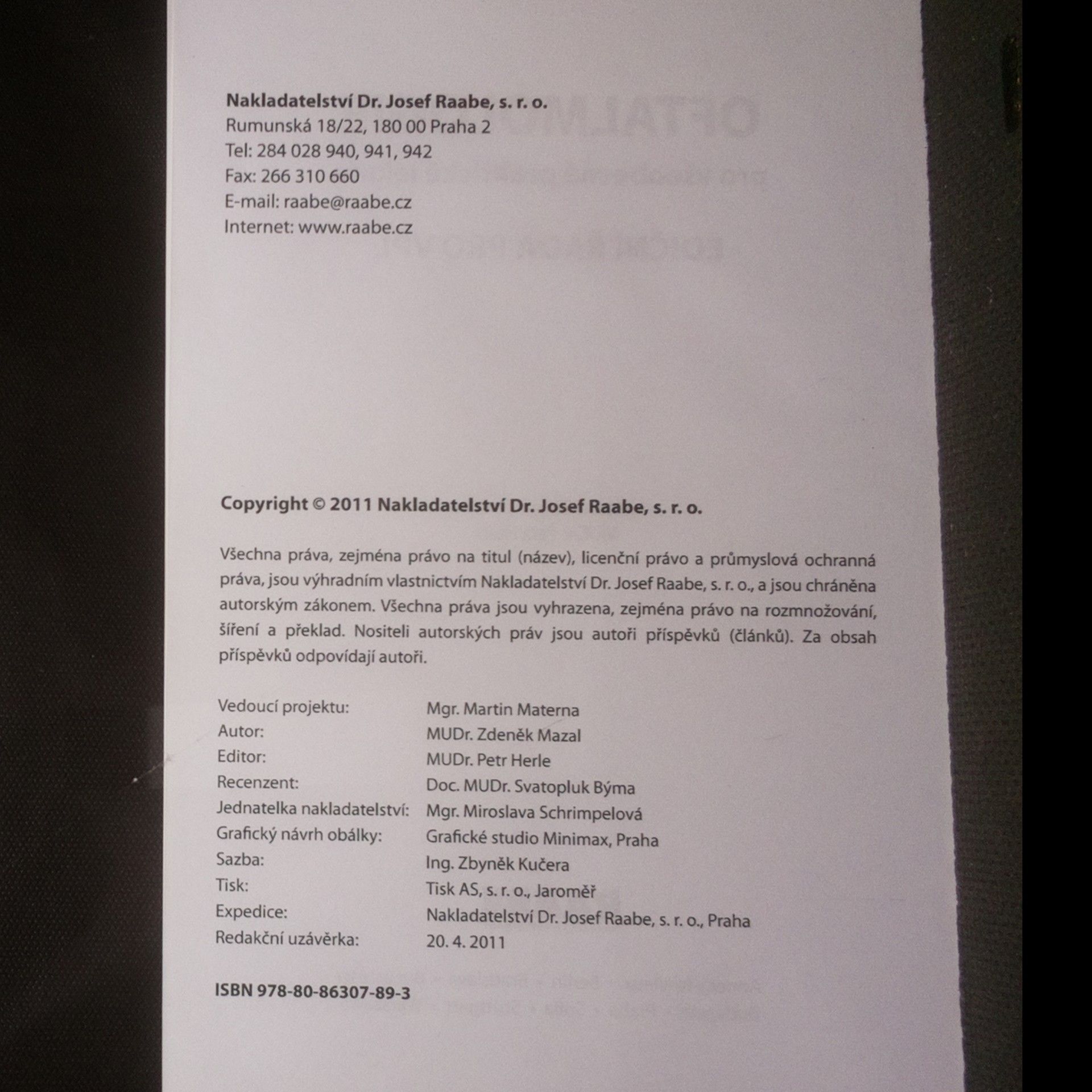 Zdeněk Mazal Oftalmologie pro všeobecné praktické lékaře