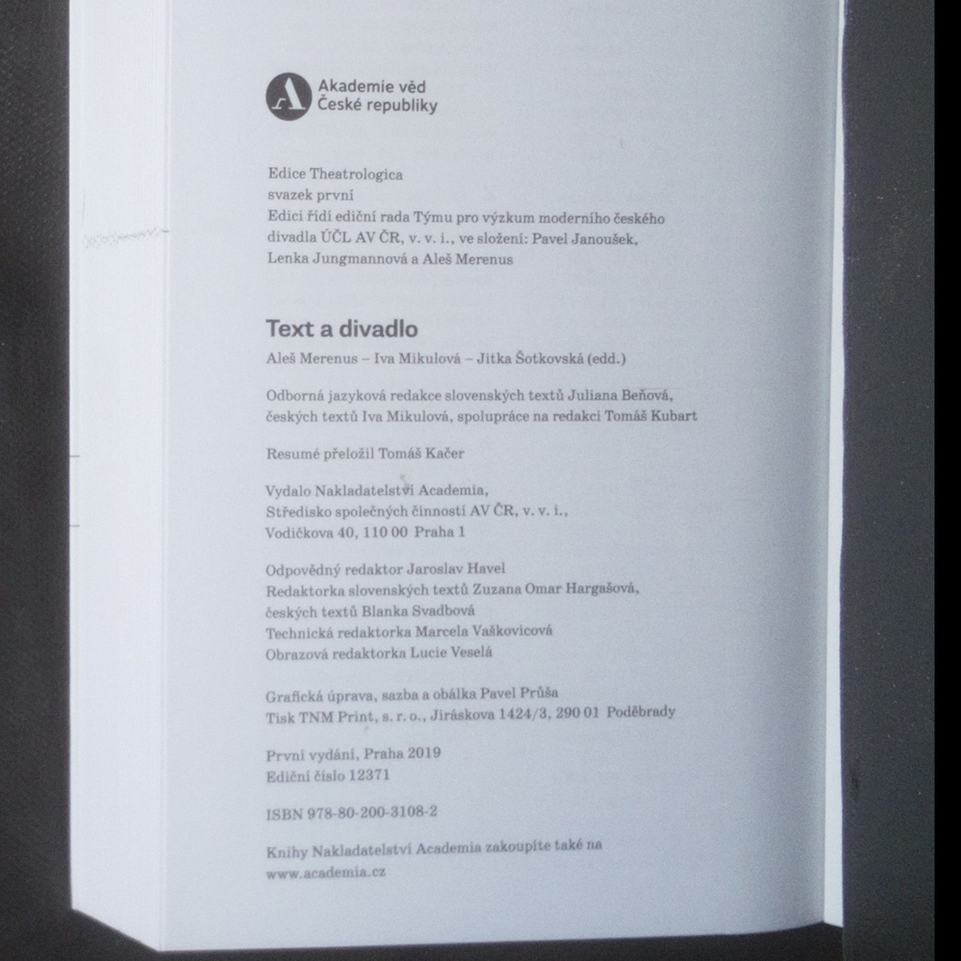 Aleš Merenus Text a divadlo