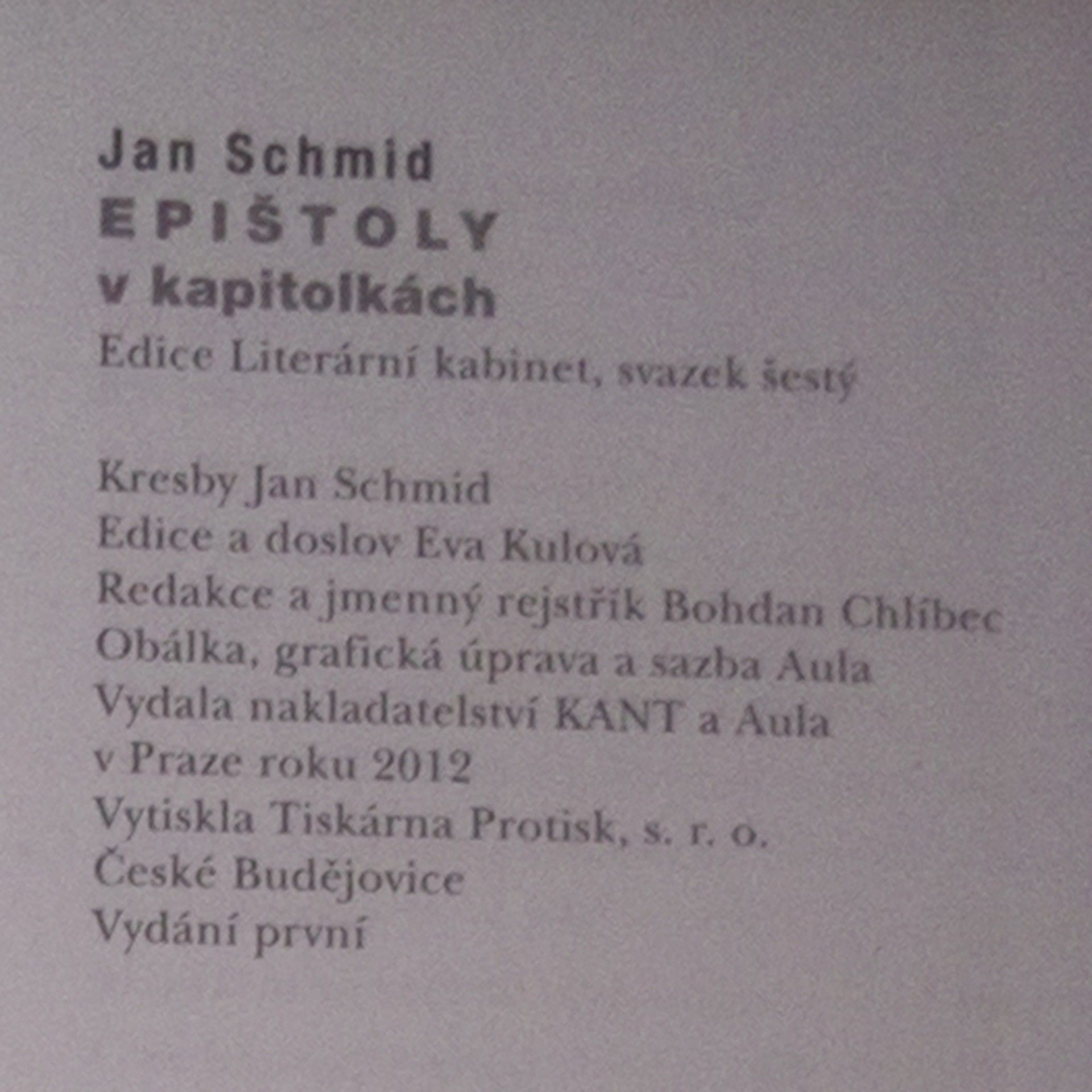 Jan Schmid Epištoly v kapitolkách