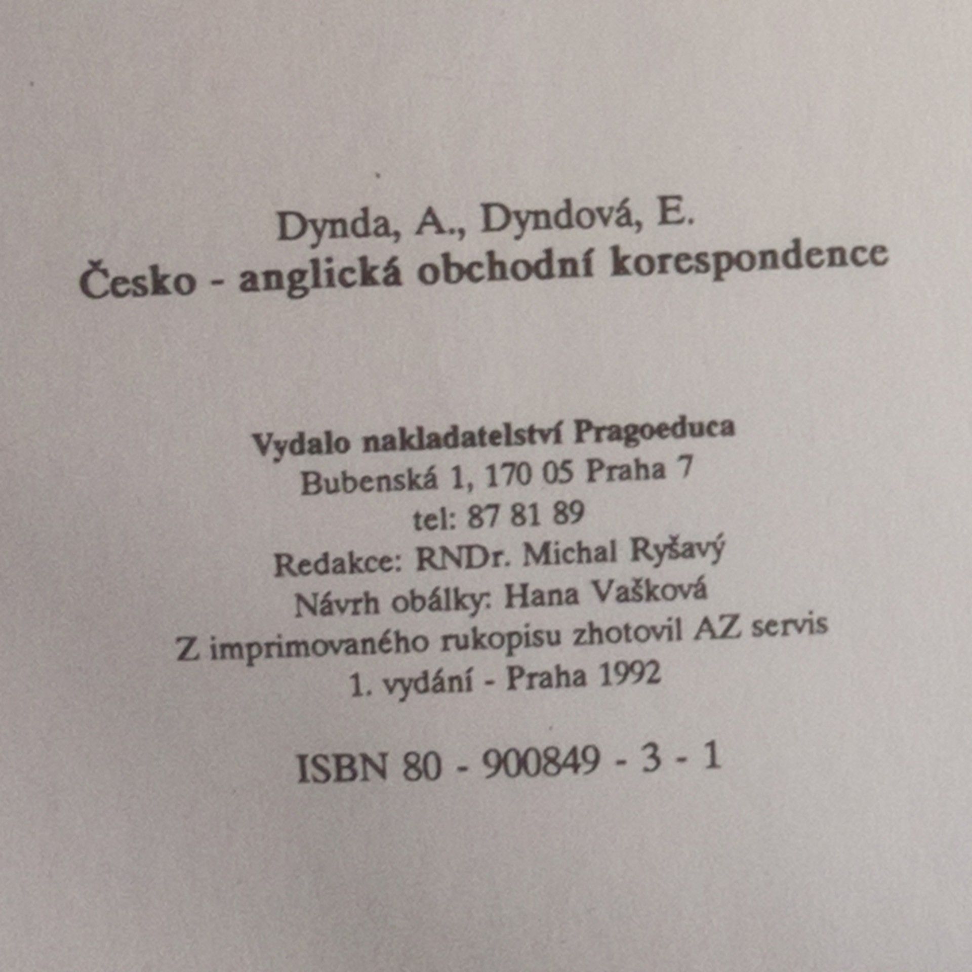 Antonín Dynda Česko-anglická obchodní korespondence